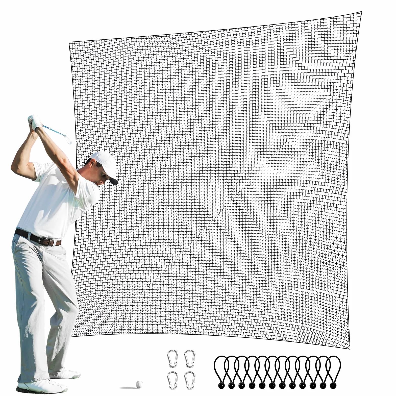 VEVOR Siatka golfowa, 3 x 4,5 m, siatka do ćwiczeń golfowych, wewnętrzna siatka do gry w golfa, baseball, hokej, piłkę nożną, wytrzymała, nylonowa siatka do piłek DIY, sportowa bariera do treningu