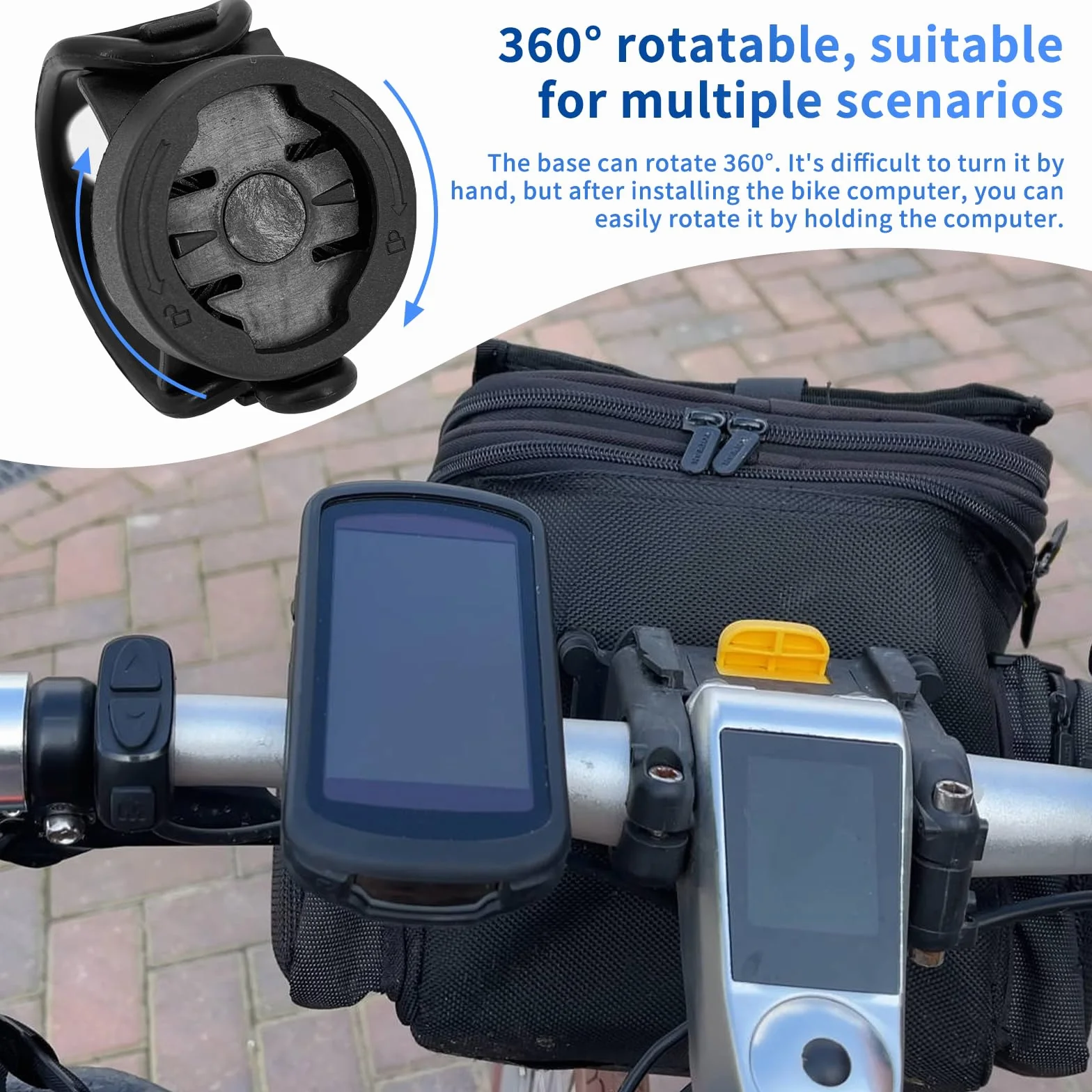 Obracany o 360° uchwyt na komputer rowerowy do Garmin – uchwyt rowerowy na wspornik rowerowy, uchwyt na tylne światło i tachometr do Garmin Edge, Varia, uchwyt rowerowy do rowerów wyścigowych i MTB