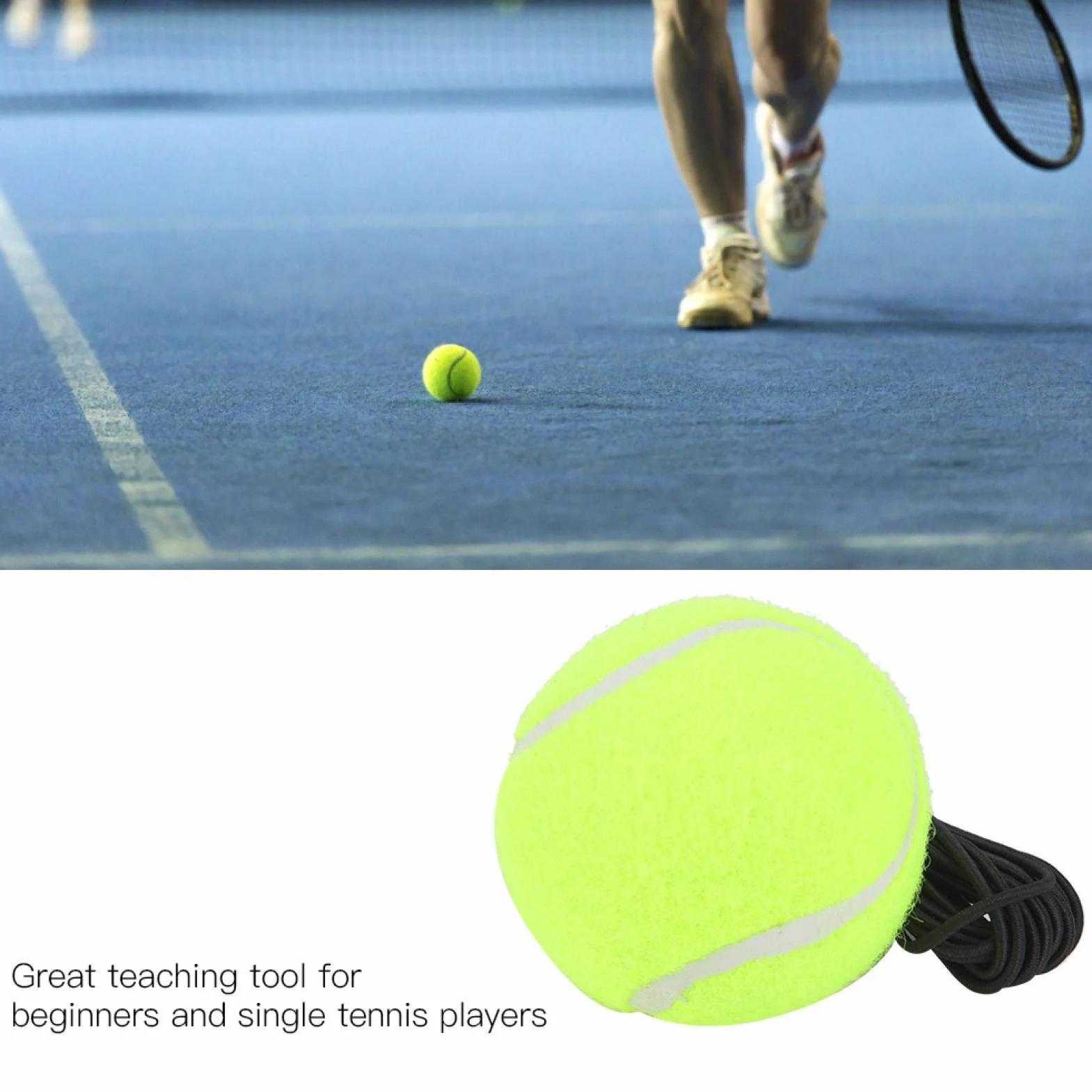 Tennisboll Snöre--Tennisball Mit Angebrachter Schnur, Tennisball Tennis Anfänger Trainingsball Mit 4M Elastischer Gummisaite Für Einzelübungen