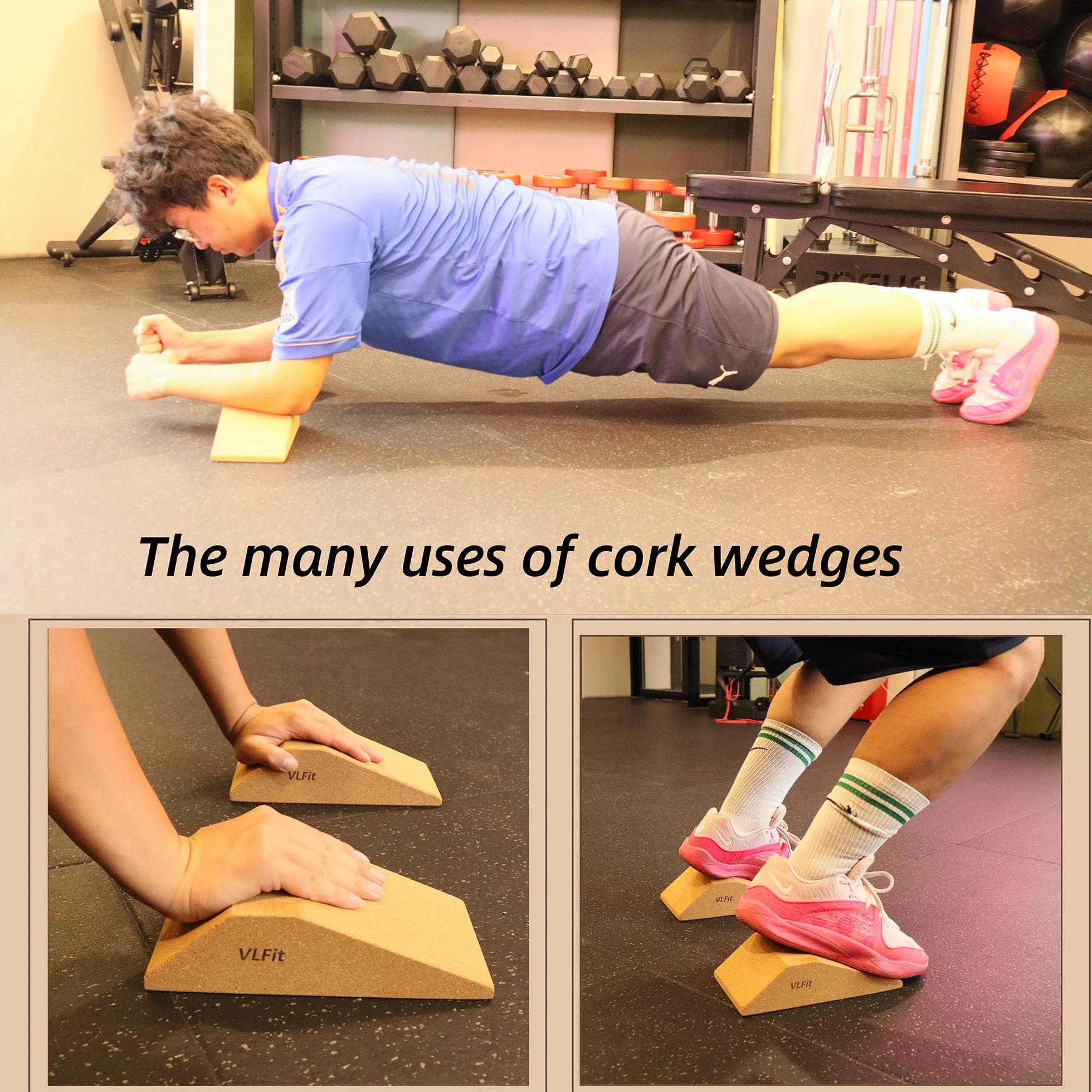 VLFit Cork Squat Wedge Blocks zestaw 2 szt. antypoślizgowe ATG