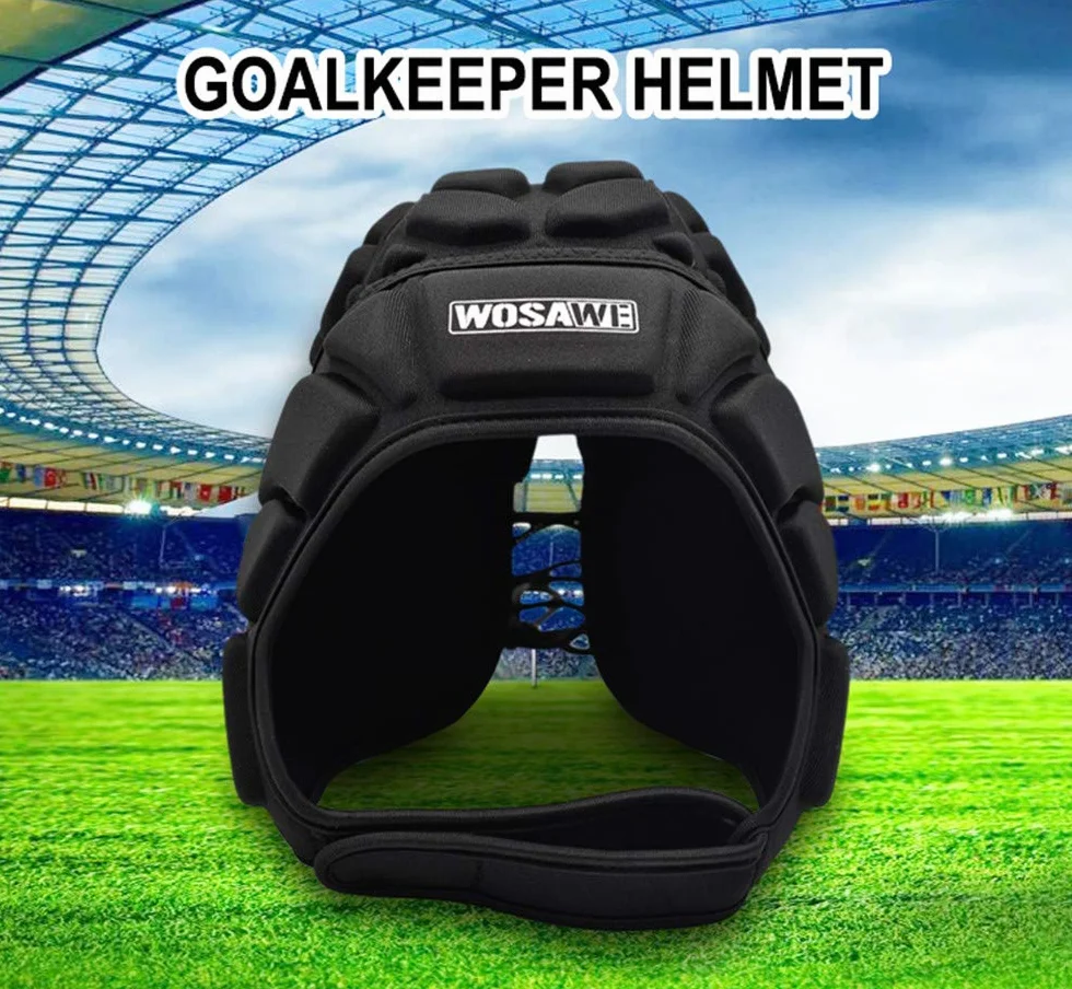 WOSAWE Kask bramkarski ochronny regulowany do rugby, piłki nożnej, deskorolki
