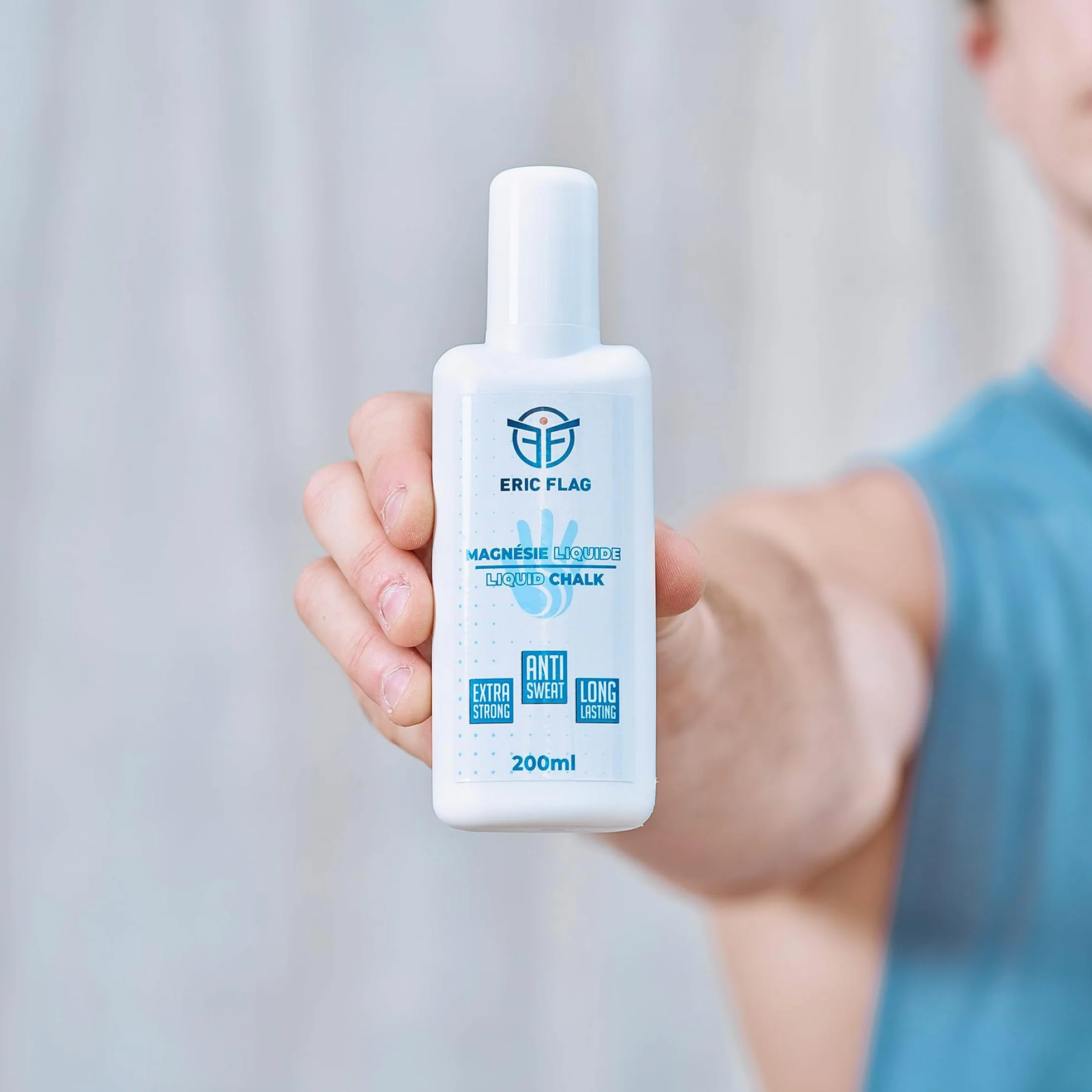 Eric Flag Liquid Chalk 200 ml – bardzo mocny chwyt i szybkoschnąca – suche dłonie, płynna kreda do wspinaczki, crossfitu, kalisteniki, gimnastyki, treningu siłowego, pole dance i padel
