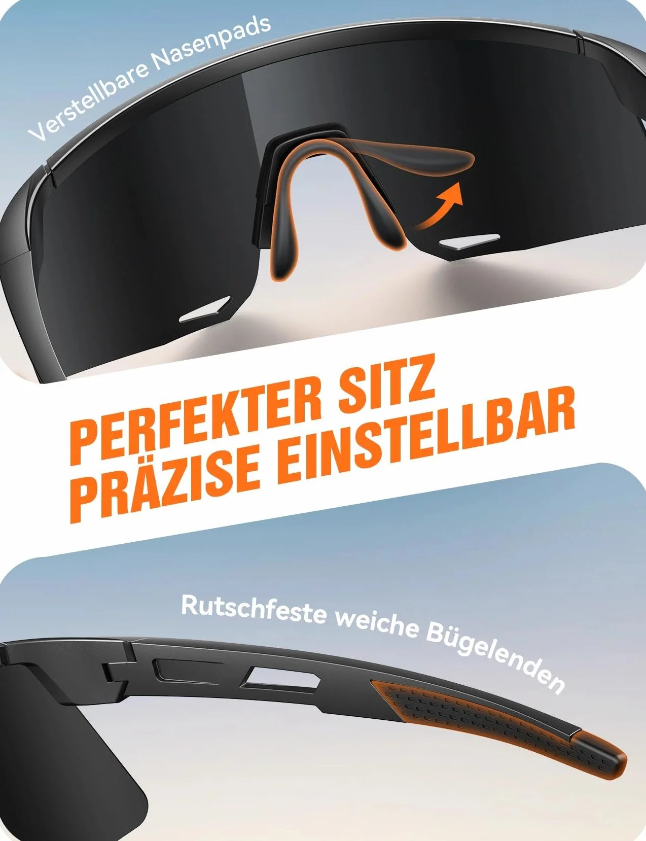 JOYROOM Okulary Sportowe dla Mężczyzn i Kobiet UV400 Ochrona Okulary Rowerowe do Biegania Jazdy Turystyki z Lekką Ramą TR90, Regulowalną Poduszką Nosa i Giętymi Wąsami