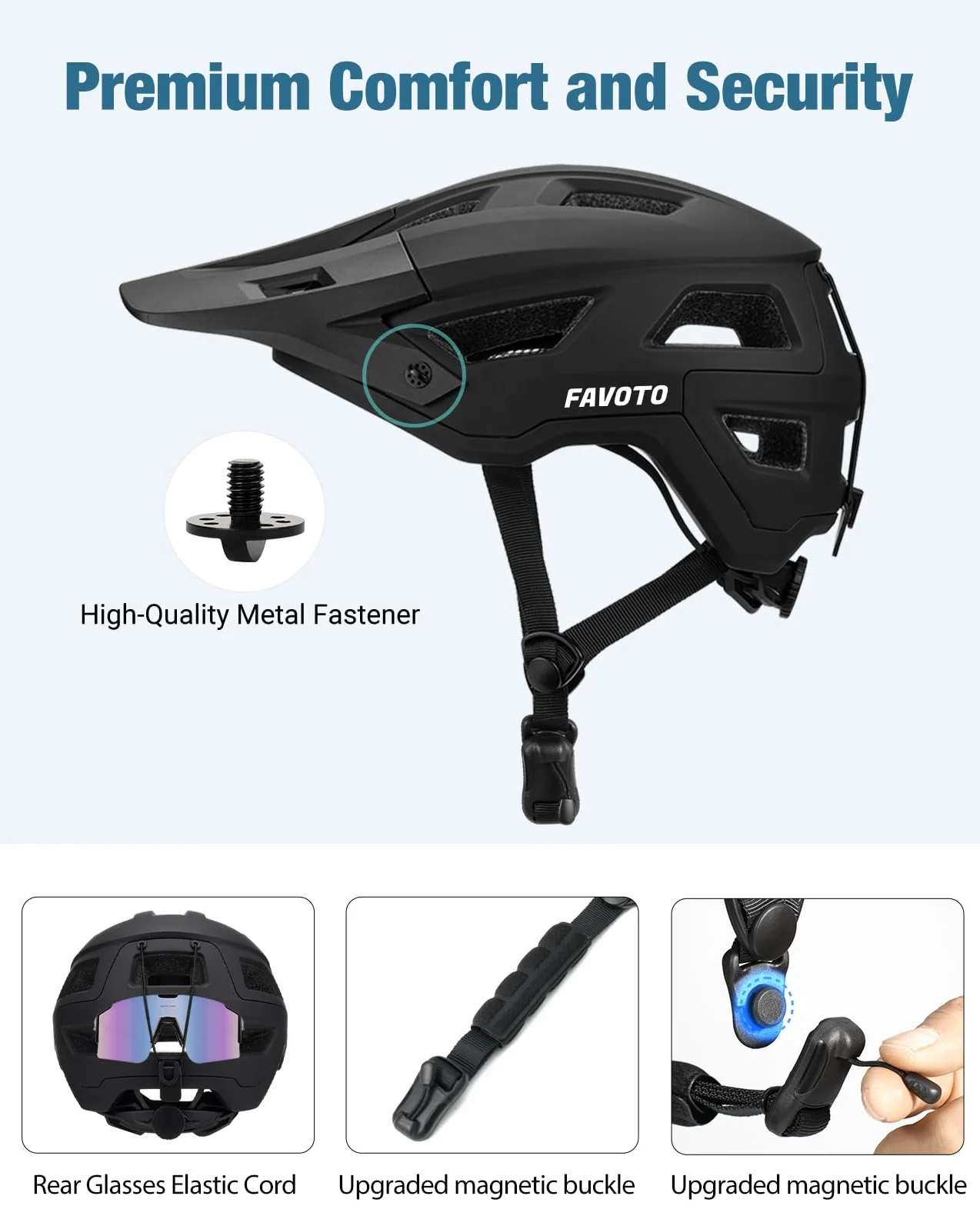 Favoto Kask rowerowy terenowy - technologia Double Inmould Lekki kask rowerowy MTB z wizjerem dla dorosłych z certyfikatem CE