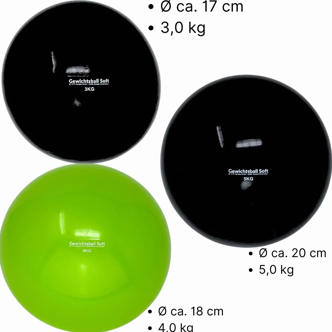 ATC Handels GmbH Piłka do ćwiczeń, miękka, wypełniona piaskiem, do jogi, pilatesu, rehabilitacji i fitnessu – piłka toningowa, piłka Heavy Ball