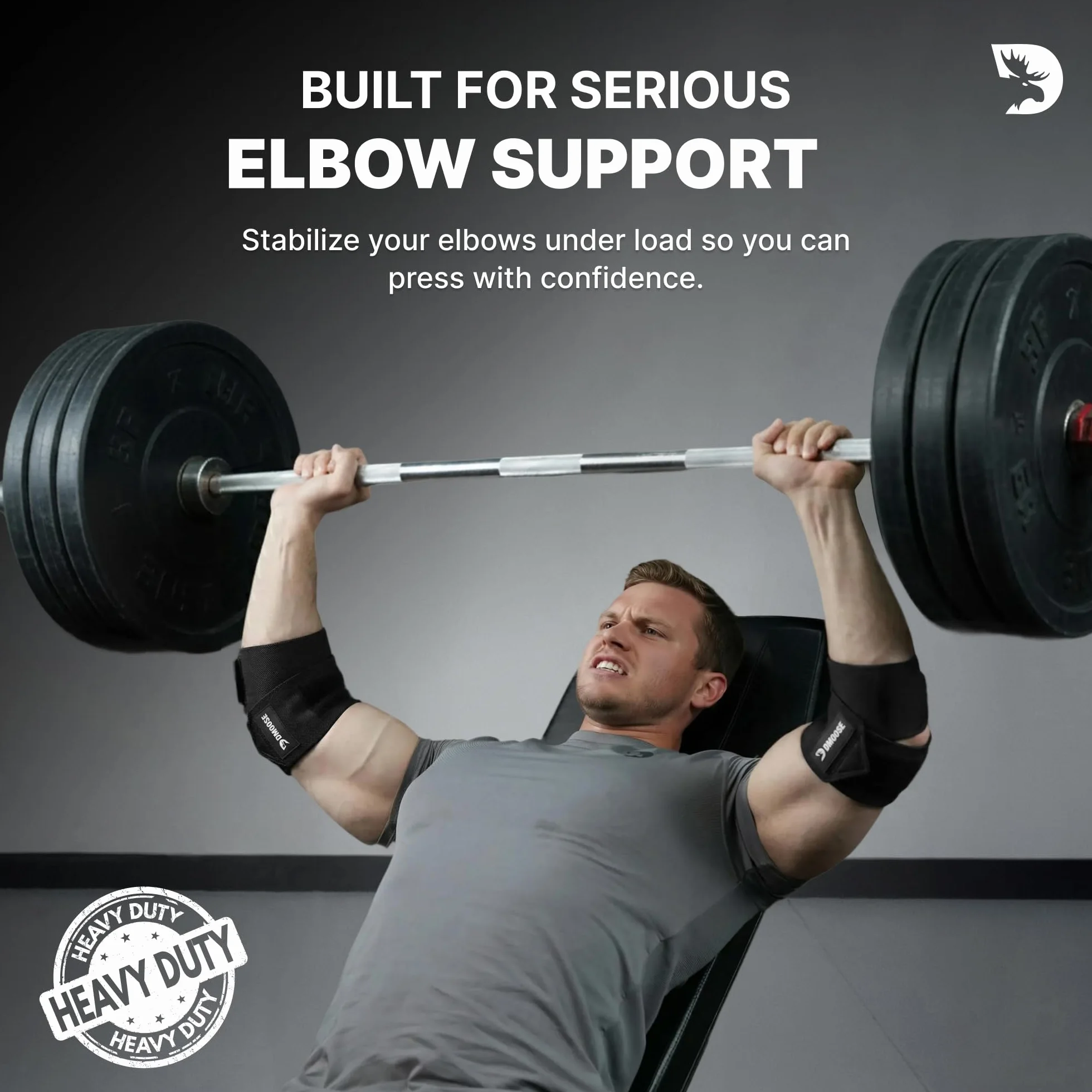 DMoose Fitness - Ochraniacze na łokcie do podnoszenia ciężarów (para), regulowany bandaż do wspierania stawów, łagodzenia bólu – ochraniacze na łokcie do treningu w studiu fitness