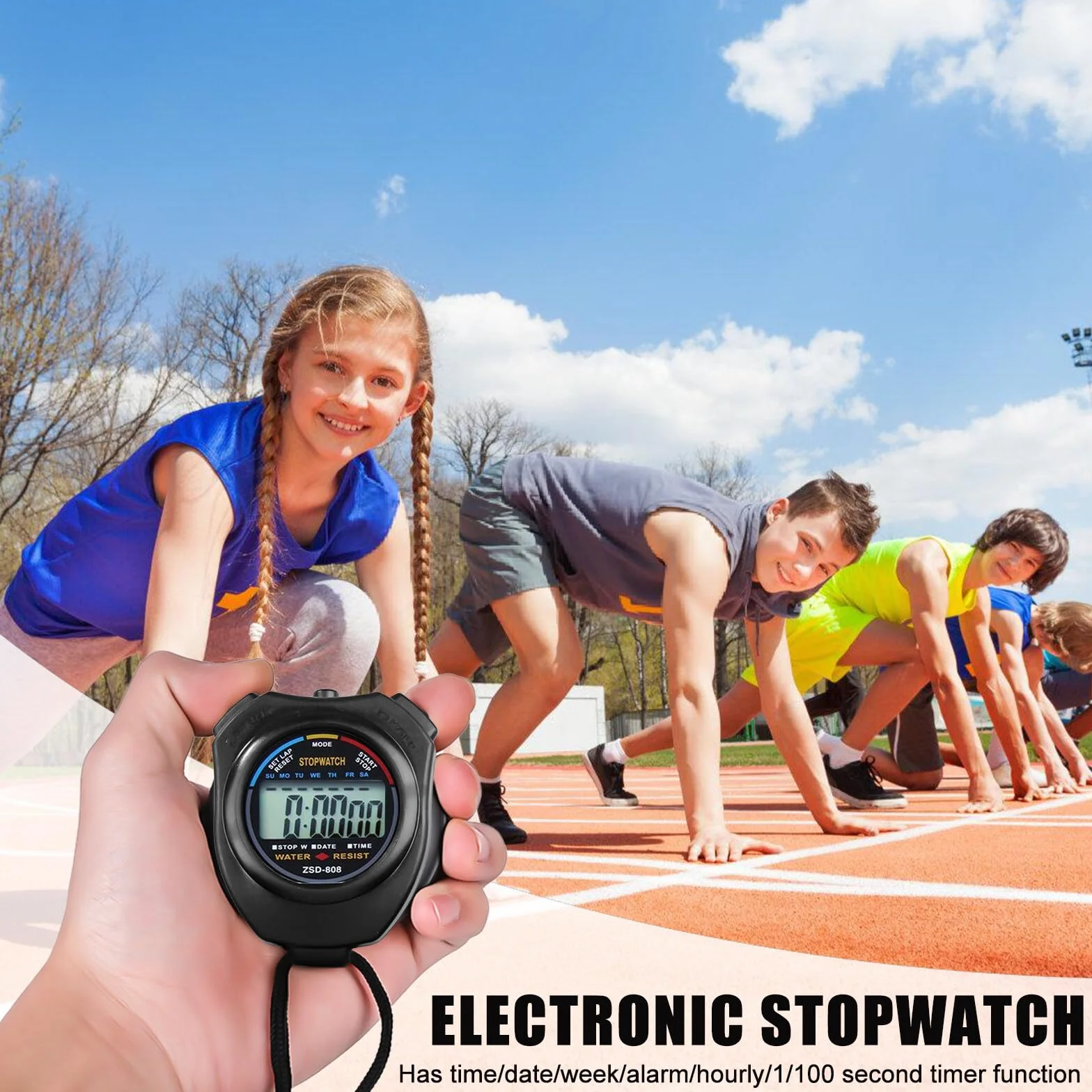 Cyfrowy sportowy stoper, 3 sztuki cyfrowych wodoodpornych stoperów, sportowy stoper, duży wyświetlacz, budzik chronograf, do treningu, fitnessu, biegania (czarny)