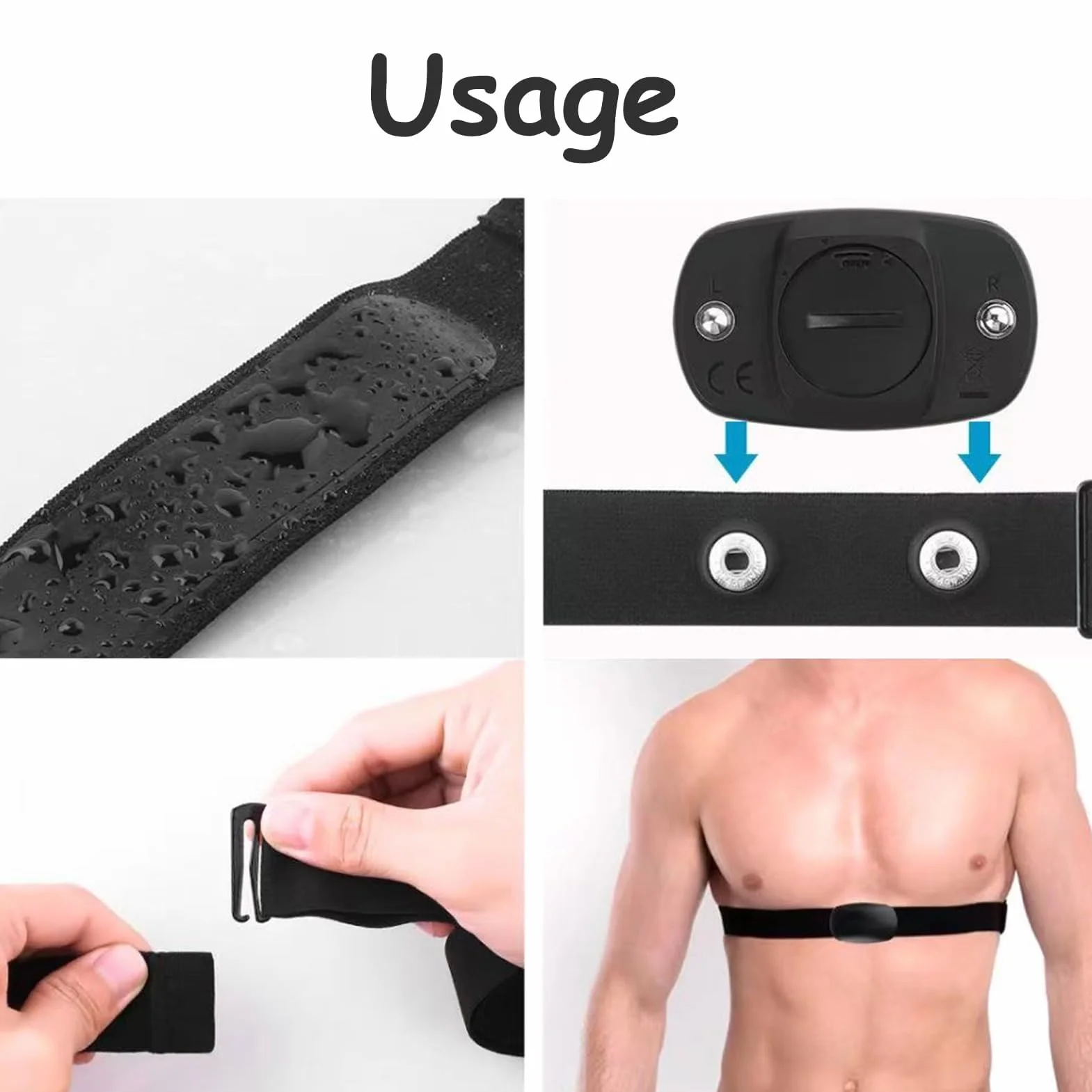 Soft Strap pas piersiowy regulowany do czujnika cardio (70-105 cm), odstęp 45 mm, pasek Bluetooth Ant+ kompatybilny z Garmin, Wahoo, Polar
