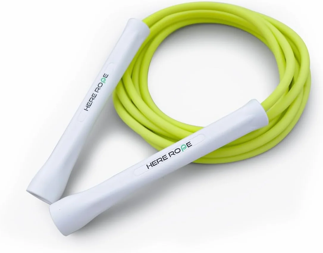 Hererope Skakanka z PCW 6 mm dla mężczyzn i kobiet, fitness, prędkość, triki, trening cardio, 3,1 m, skakanka z nietłukącymi się uchwytami i linką bez węzłów