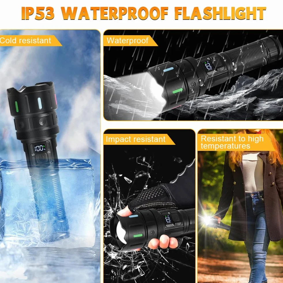 Latarka LED Vicloon 1200 lumenów USB 5000 mAh taktyczna wodoodporna 5 trybów