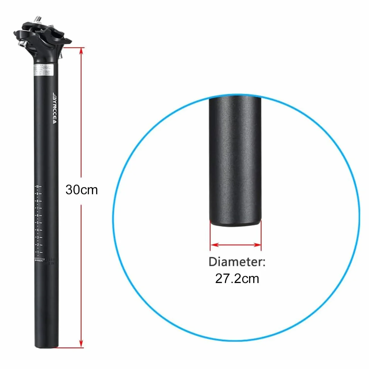 Sztyca siodełka rowerowego 27,2 mm 30 cm ze stopu aluminium
