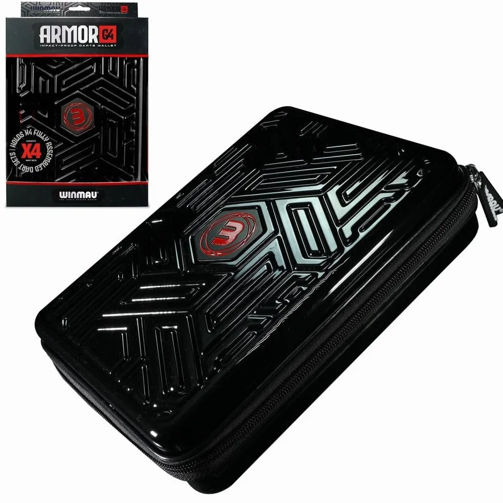 WINMAU Armor Darts Wallet – etui na rzutki mieści w pełni zmontowane rzutki i akcesoria, odporne na uderzenia, bardzo trwałe i bezpieczne, Czarny, 24 x 18.5 x 6 cm
