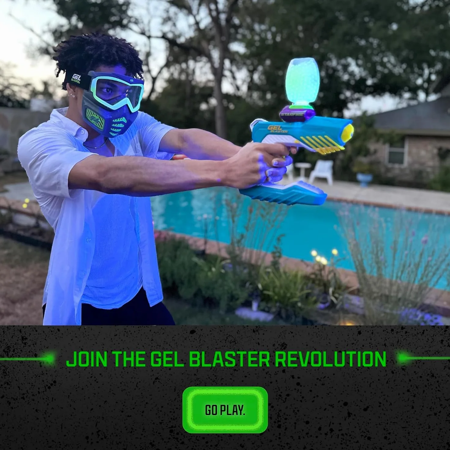 Gel Blaster Elite Maska Twarzowa Taktyczna Świecąca w Ciemności z Odpinanymi Gogle i Regulowanym Paskiem