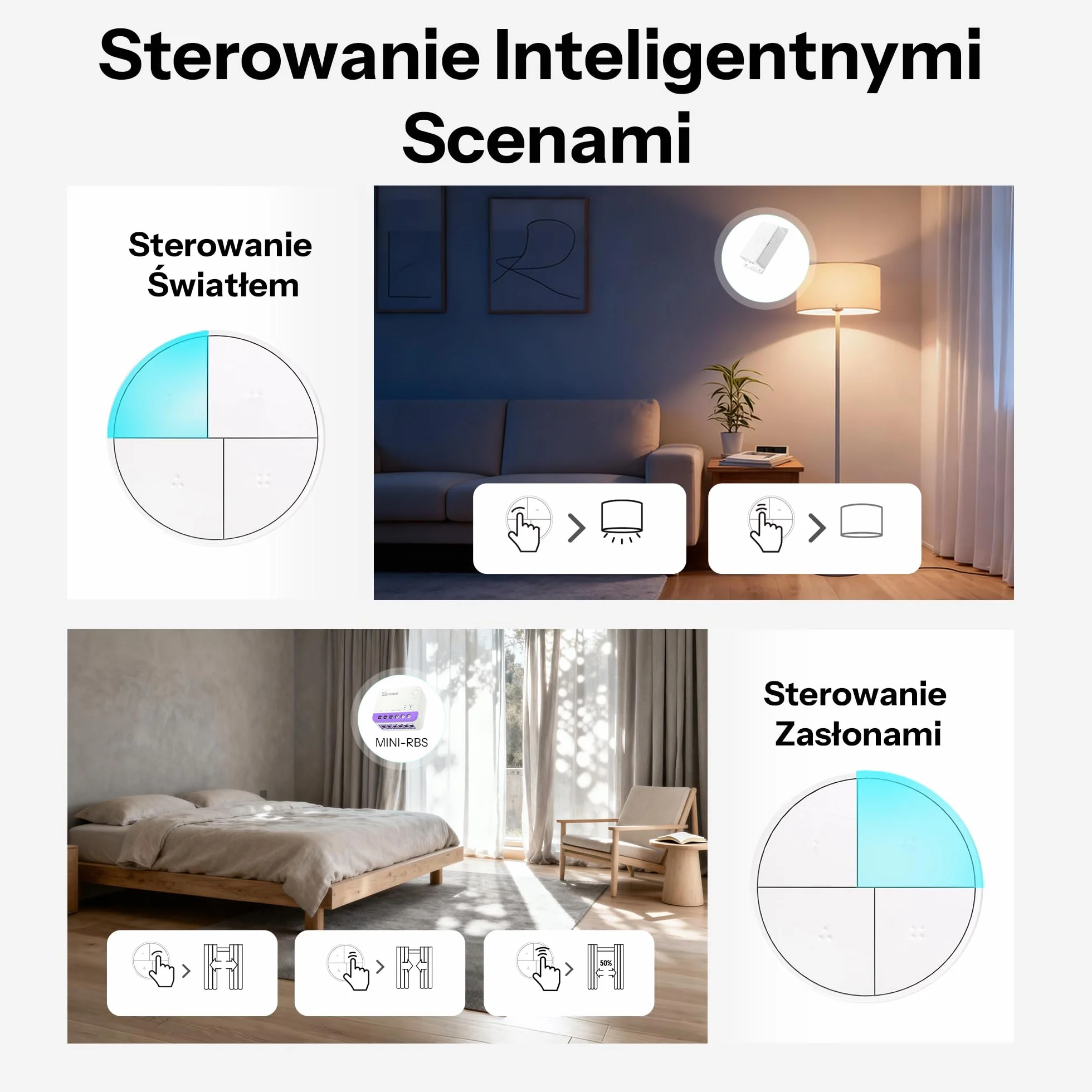 SONOFF Fusion Orb 4-w-1 Inteligentny Przycisk Scen Zigbee SZNB-01M Bezprzewodowy Pilot Oświetlenia Kontroler Scen Wielofunkcyjnych