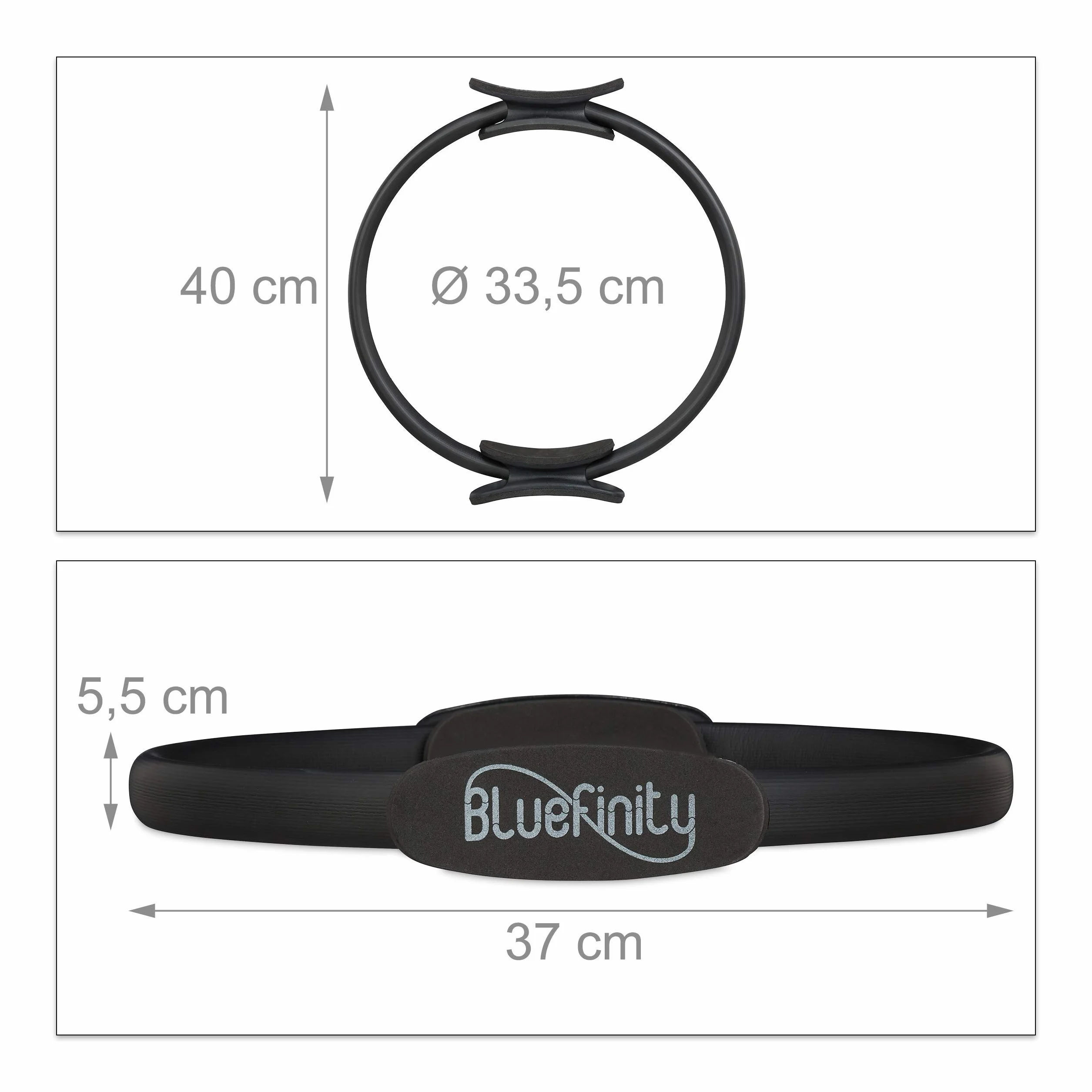Kółko do Pilates Giętka Obręcz Włókno Szklane Pianka 37 cm Czarna