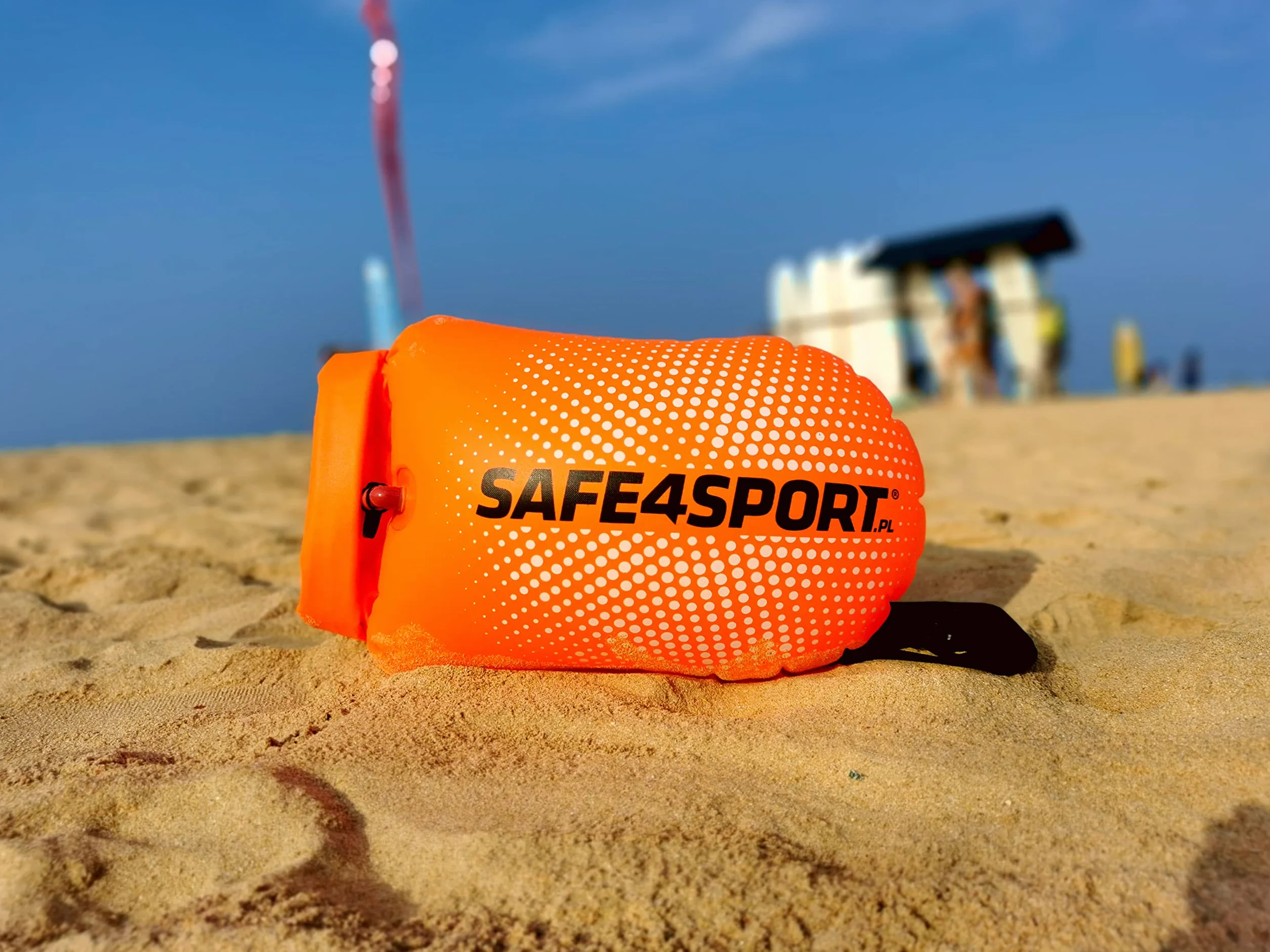SAFE4SPORT PerfectSwimmer - dmuchana bojka asekuracyjna do pływania - boja pływacka z kieszenią na rzeczy 20L