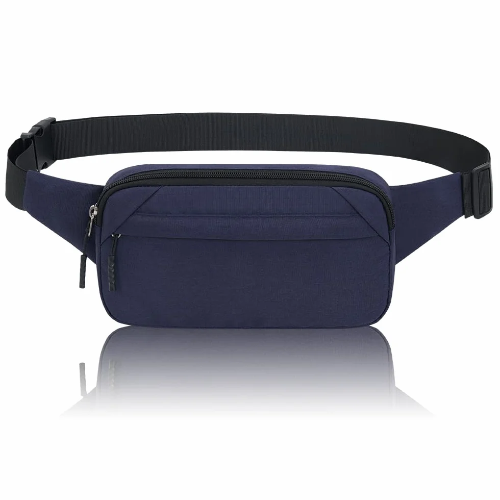Saszetka na pas męska damska mała torebka na pasku sportowa Bum Hip Bag mężczyźni kobiety Waist Fanny Pack na podróże, wędrówki, trening psa na świeżym powietrzu, niebieski, 23x4x12 cm, sport