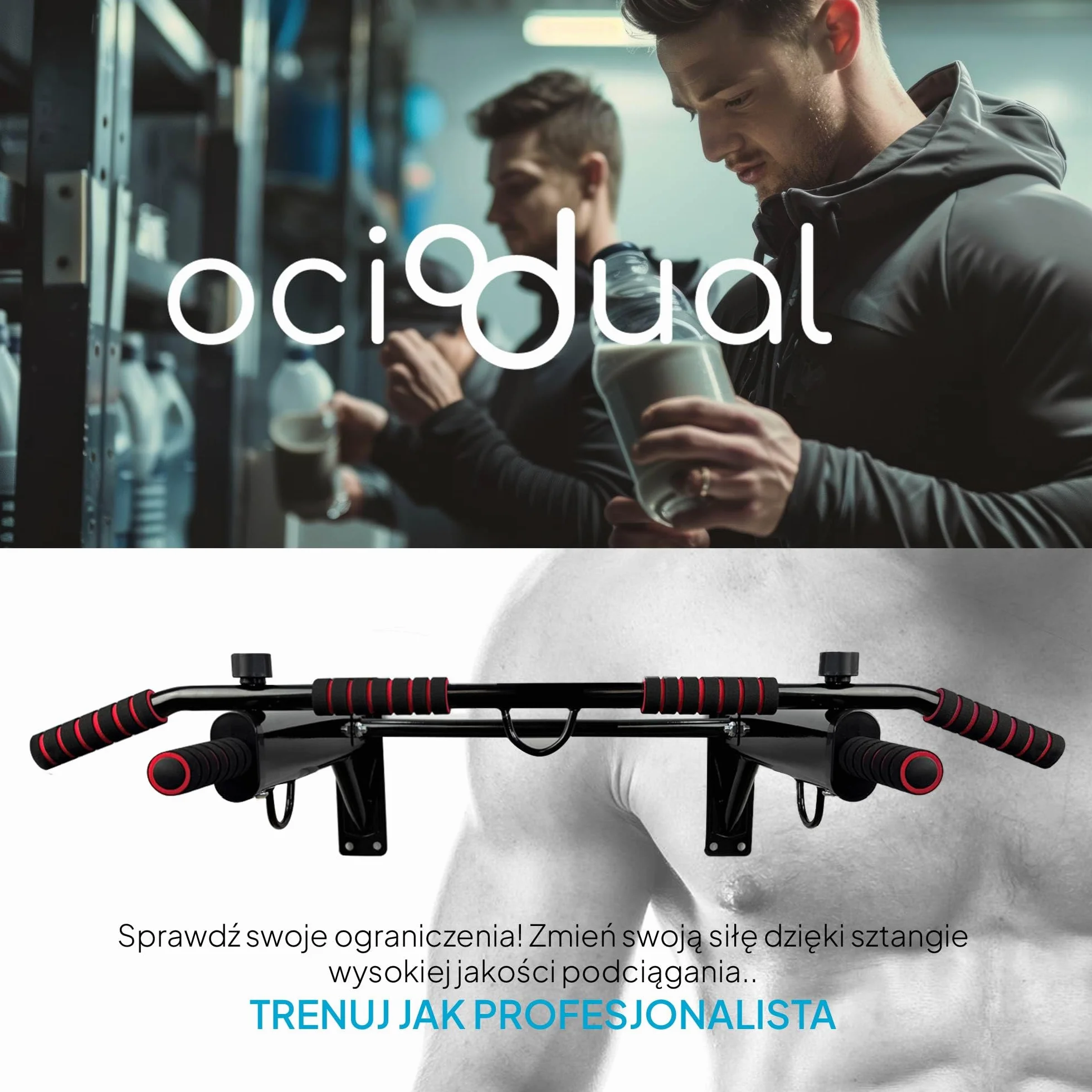OcioDual Professional ścienny drążek do podciągania, wielofunkcyjny, podciąganie w domu, ćwiczenia na ringu, boks, trening w zawieszeniu, kalistenika, siłownia domowa, trening bokserski