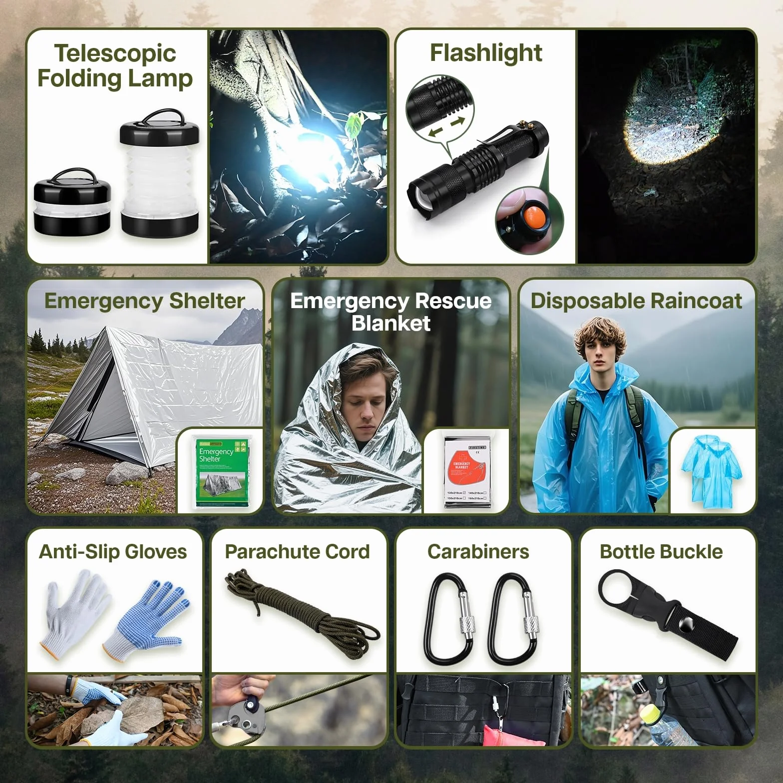 Zestaw Survivalowy Torba Pielęgnacji Awaryjnej z Zestawem Pierwszej Pomocy Sprzęt Przetrwania z Filtrem Wody Siekiera dla Kempingu Wędrówki