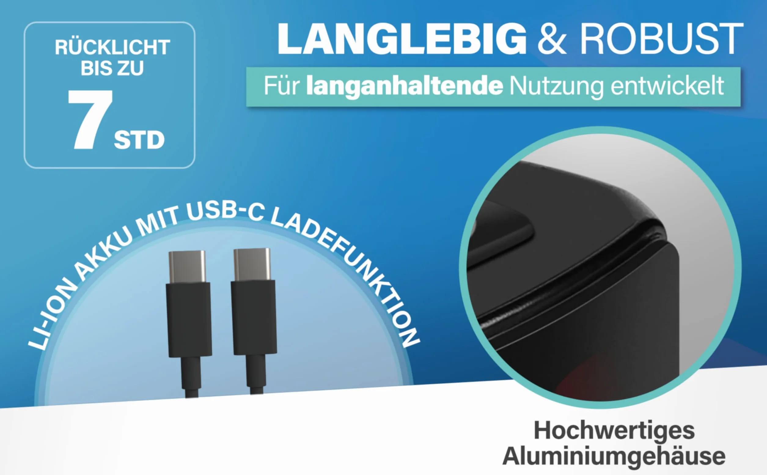 Fischer Tylne światło rowerowe LED z akumulatorem Twin Stop, z dodatkowym oświetleniem podłogowym i światłem hamowania, aluminiowa obudowa, czas świecenia do 8 godzin, kolor czarny, 1 sztuka