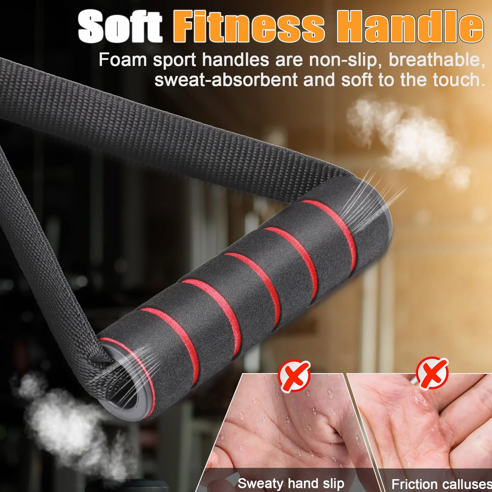 Fentar 2 szt. uchwyty do wciągów kablowych, ergonomiczne uchwyty fitness do taśm fitness lub taśm do podciągania, antypoślizgowe uchwyty do podciągania, akcesoria siłowni, uchwyty linowe z 2 klamrami