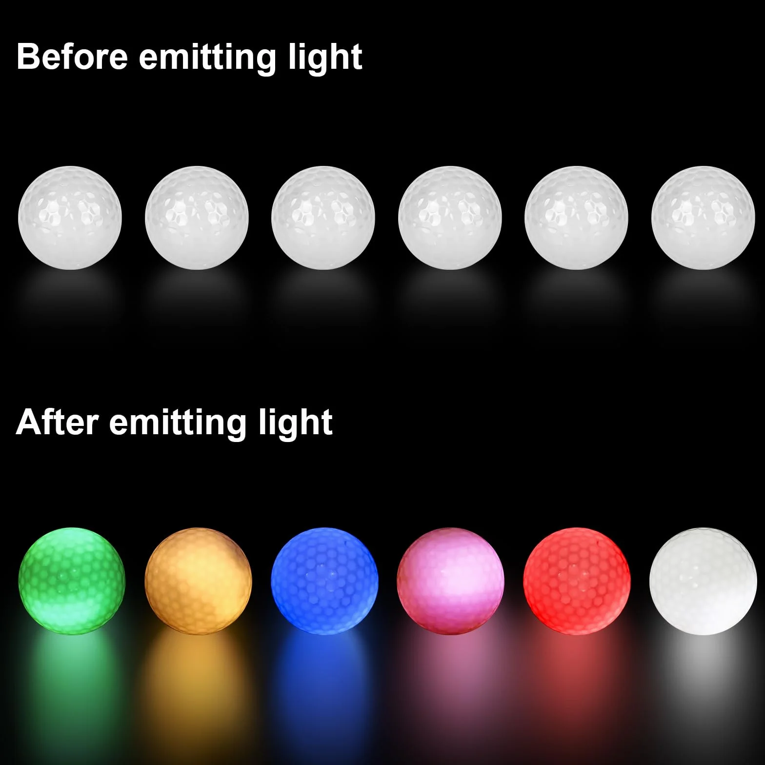 Leikurvo Piłki golfowe LED, 6 sztuk, świecące piłki golfowe, wielokolorowe, 42,6 mm, 45 g