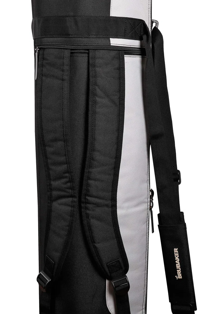 BRUBAKER CarverPro XP - torba narciarska z wyściełanymi paskami na ramiona na 1 parę nart, kijków i butów kask - czarny srebrny - 66 7/8 cala / 170 cm