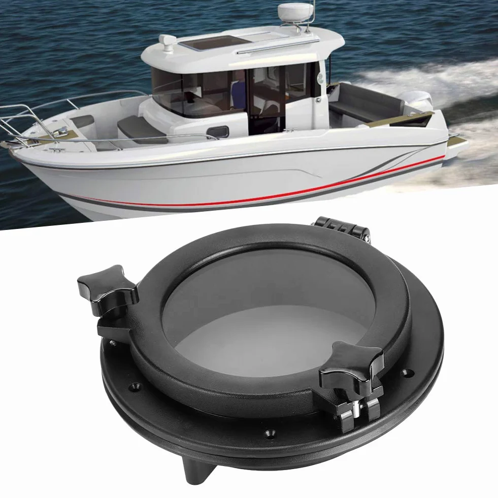 Akozon Bulaj do łodzi 8 w jachtu, okrągłe otwarcie, do jachtu, do łodzi, bulaju, ze szkła hartowanego, 265 mm, biały, do przyczepy kempingowej, łodzi, jachtu, do okien łodzi, bulajów, szkła hartowanego