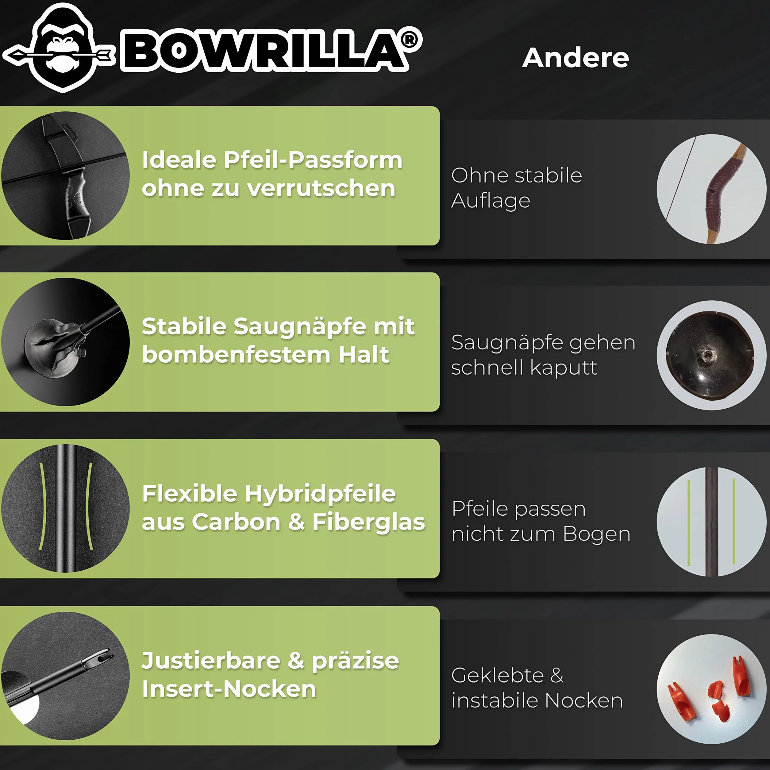Zestaw łuków i strzał dla dzieci BOWRILLA Sportowy łuk z 3 przyssawkami dla początkujących