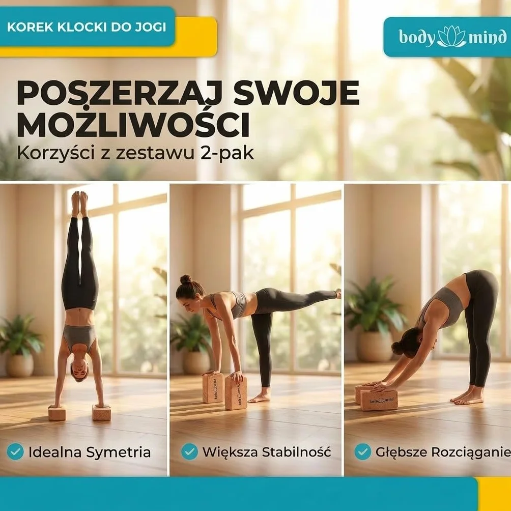 Klocek do jogi wykonany z korka 100% naturalny do jogi, pilatesu, medytacji & fitness - klocek do jogi dla początkujących i profesjonalistów