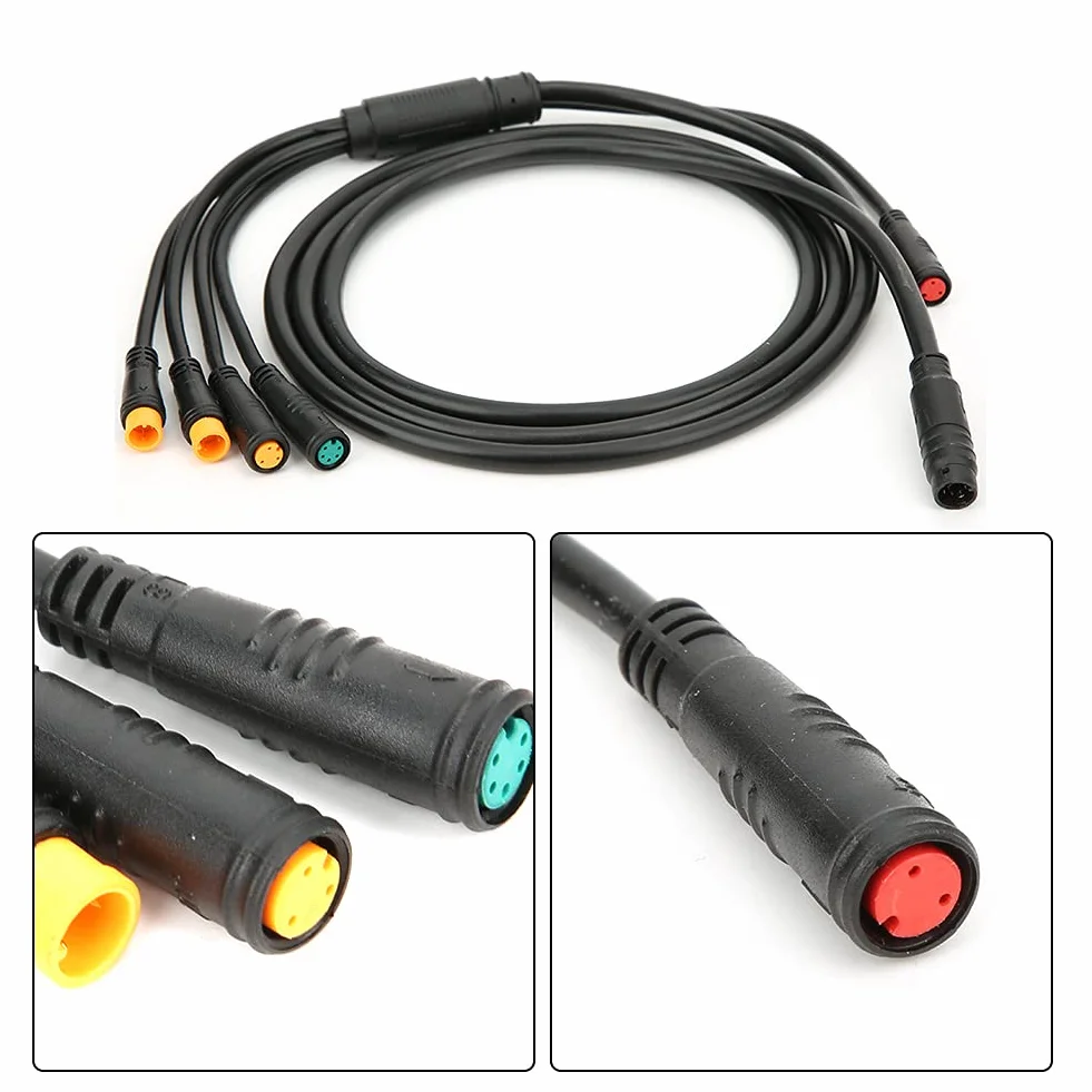 Wodoodporny Kabel 1 na 5, Zintegrowany Kabel Rowerowy 1 na 5 z funkcją Oświetlenia dla Wodoodpornego Kontrolera Ebike