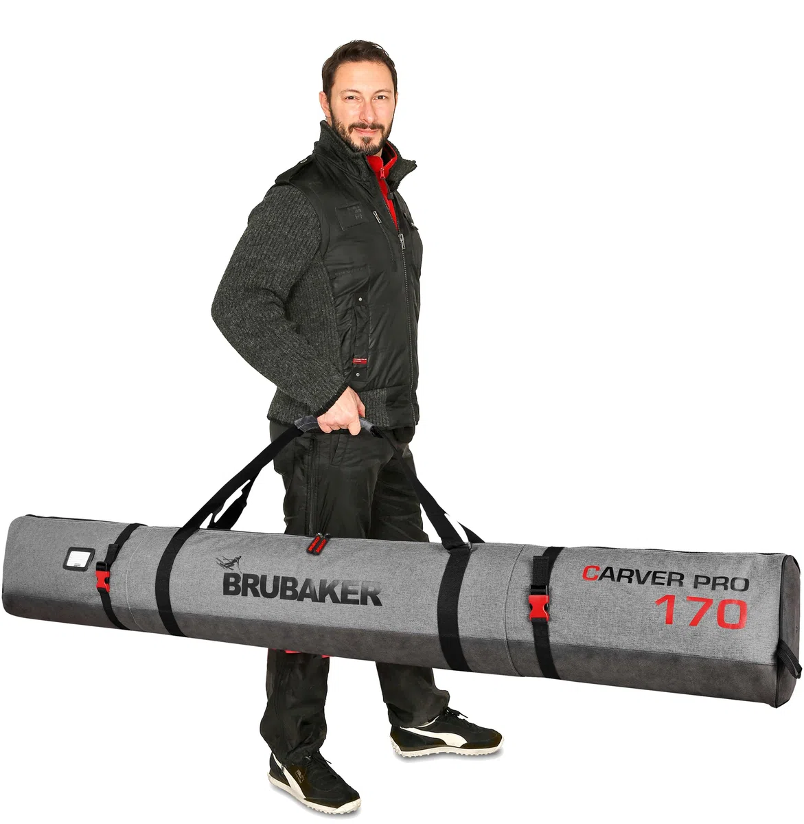 BRUBAKER Combo 'Super Performance' torba na buty narciarskie i 'Carver Performance' wyściełana torba narciarska do 170 cm / 66 7/8" lub do 190 cm / 74 3/4"