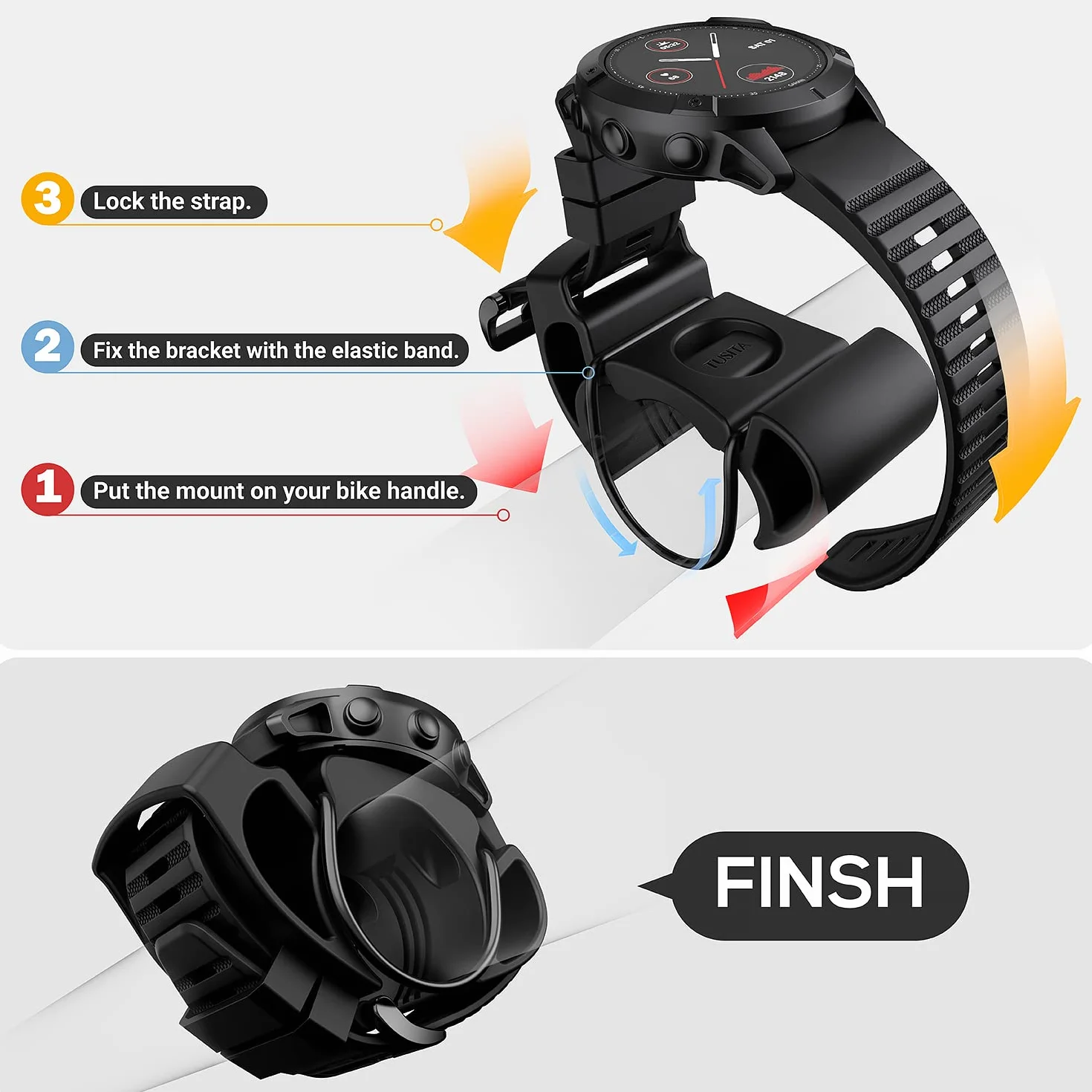 TUSITA Uchwyt Rowerowy do Zegarka Kompatybilny z Garmin, Apple Watch Ultra, Polar - Zegarek Sportowy Kierownicę Rowerową Uchwyt