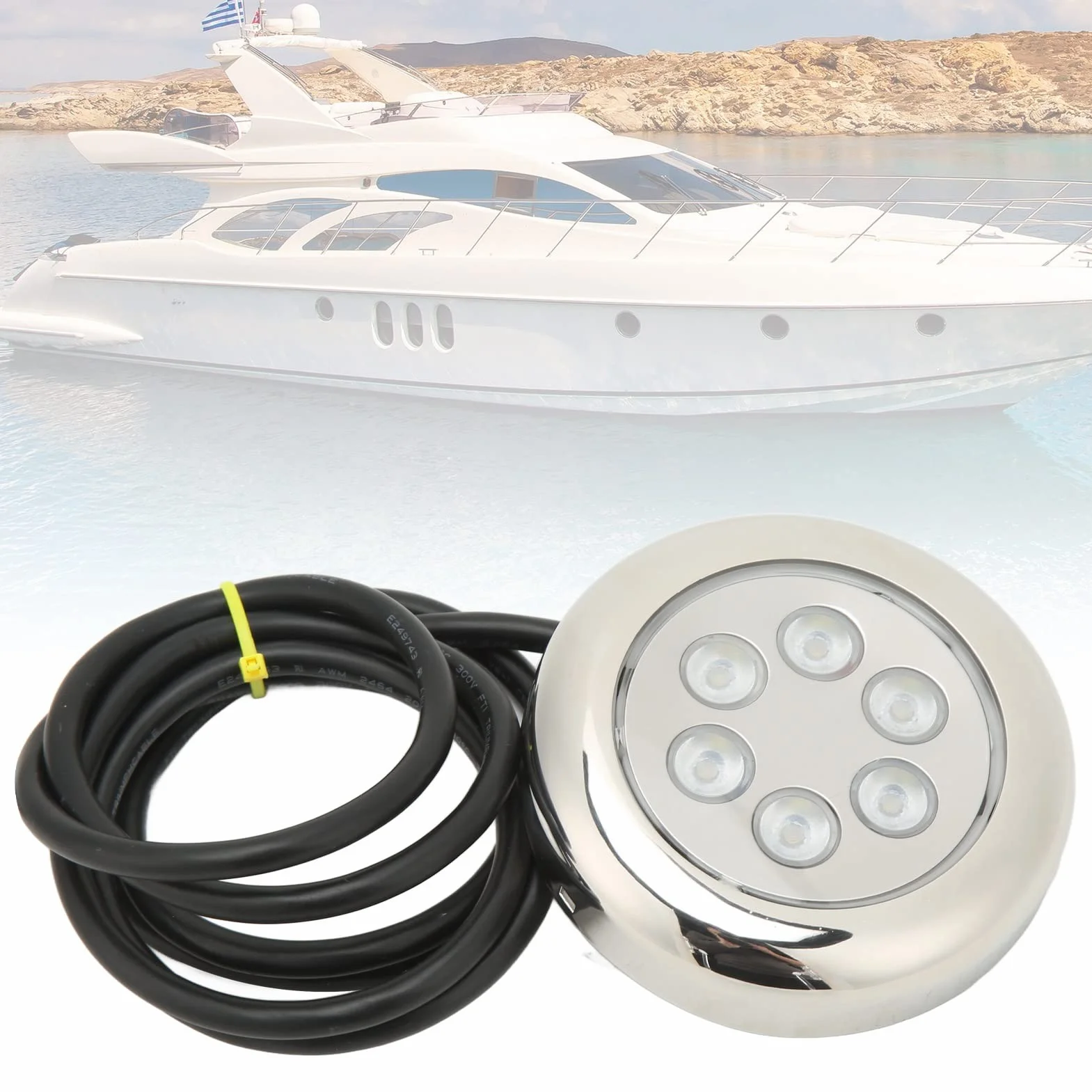 LED Podwodne światła łodzi, 3.5in IP68 wodoodporny LED podwodne światło, montaż powierzchniowy, 12V-24VDC, podwodne światło pawęż dla łodzi Jachty Rejsy Statki Żaglówki Ponton pawę