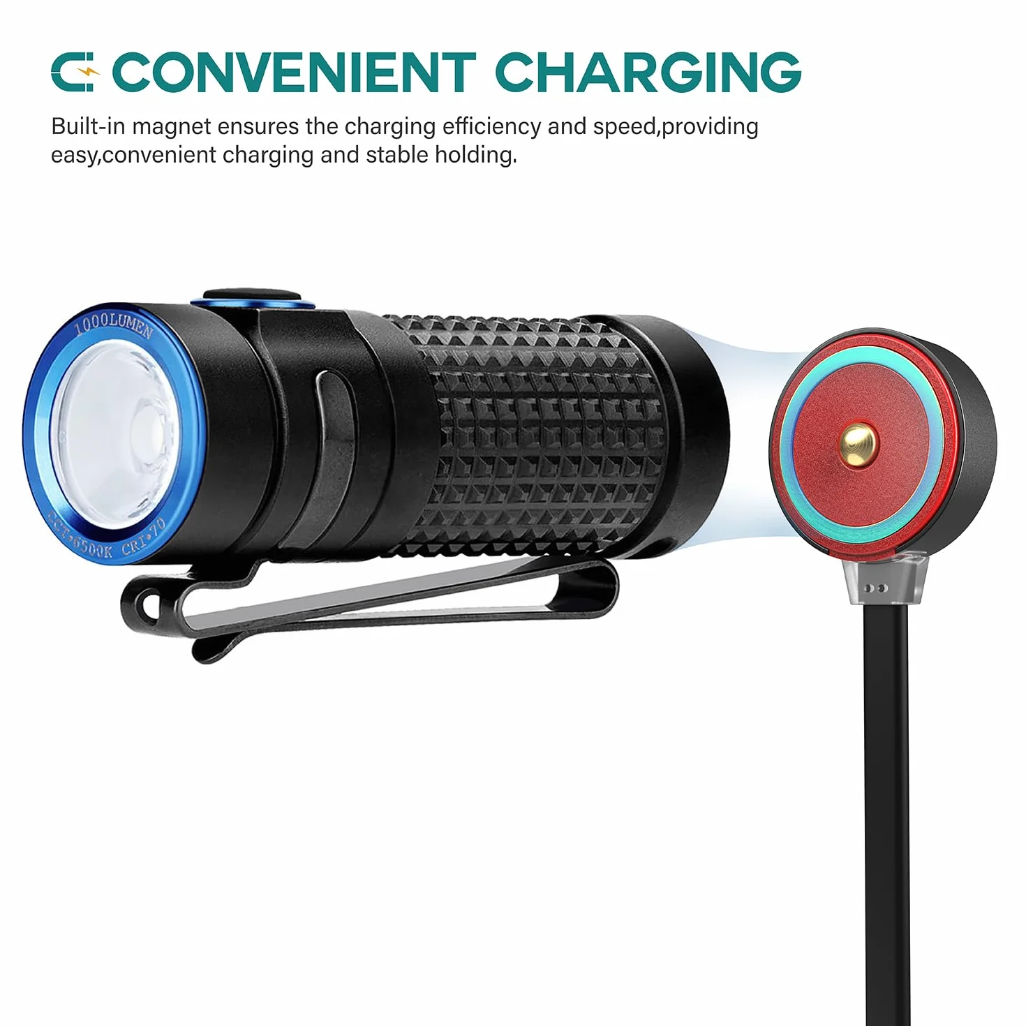 TUSITA MCC3 Magnetyczny Ładowarka Kompatybilny z Olight Latarką - Czarny Ulepszony - 50CM