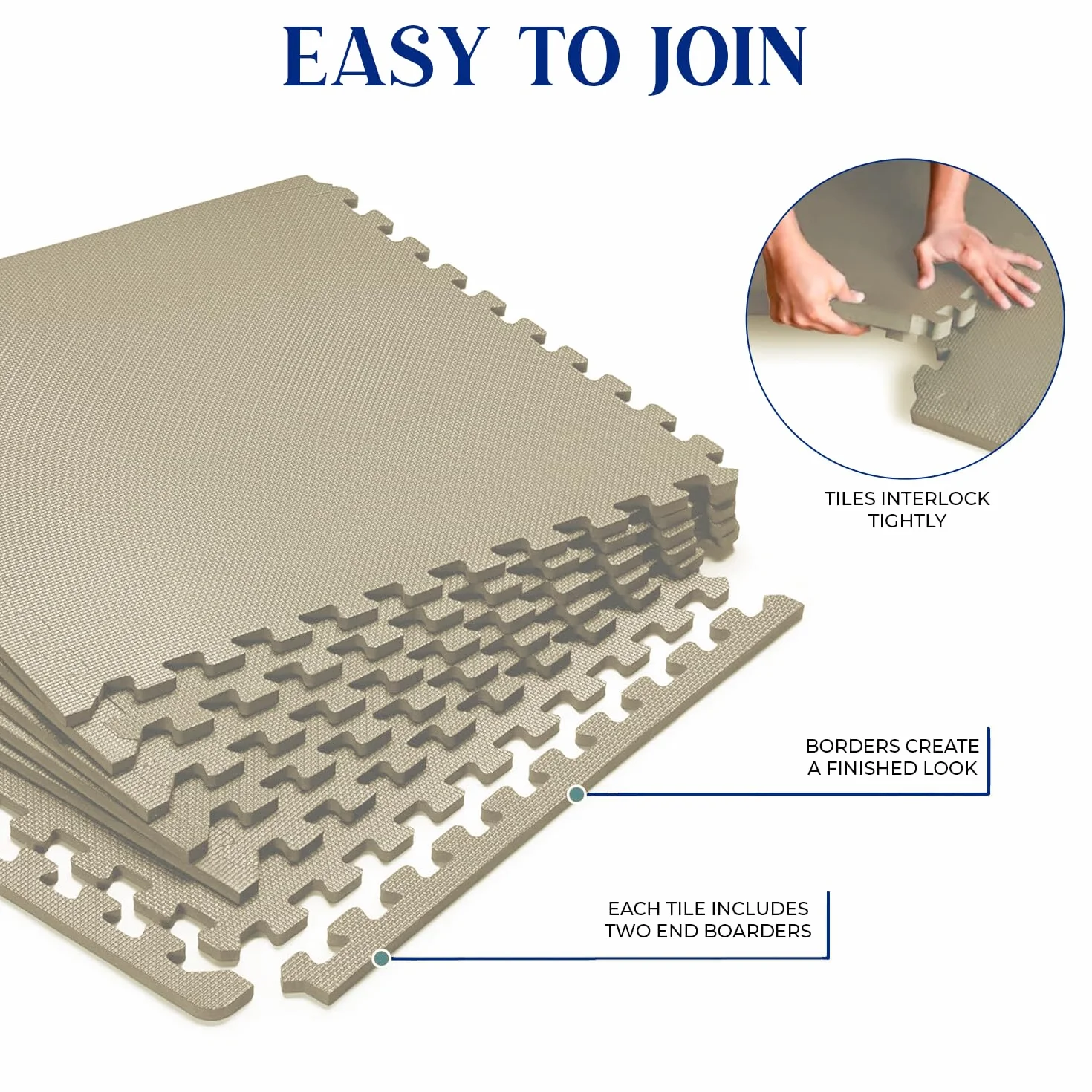 EDIESI, Gym Floor, Tatami, Home Exercise, for Sports Machines, Floor Dismountable Pools, Eva Rubber Mat, Puzzle Carpet, Siłownia (18 sztuk/30x30x1 cm/Beżowy)