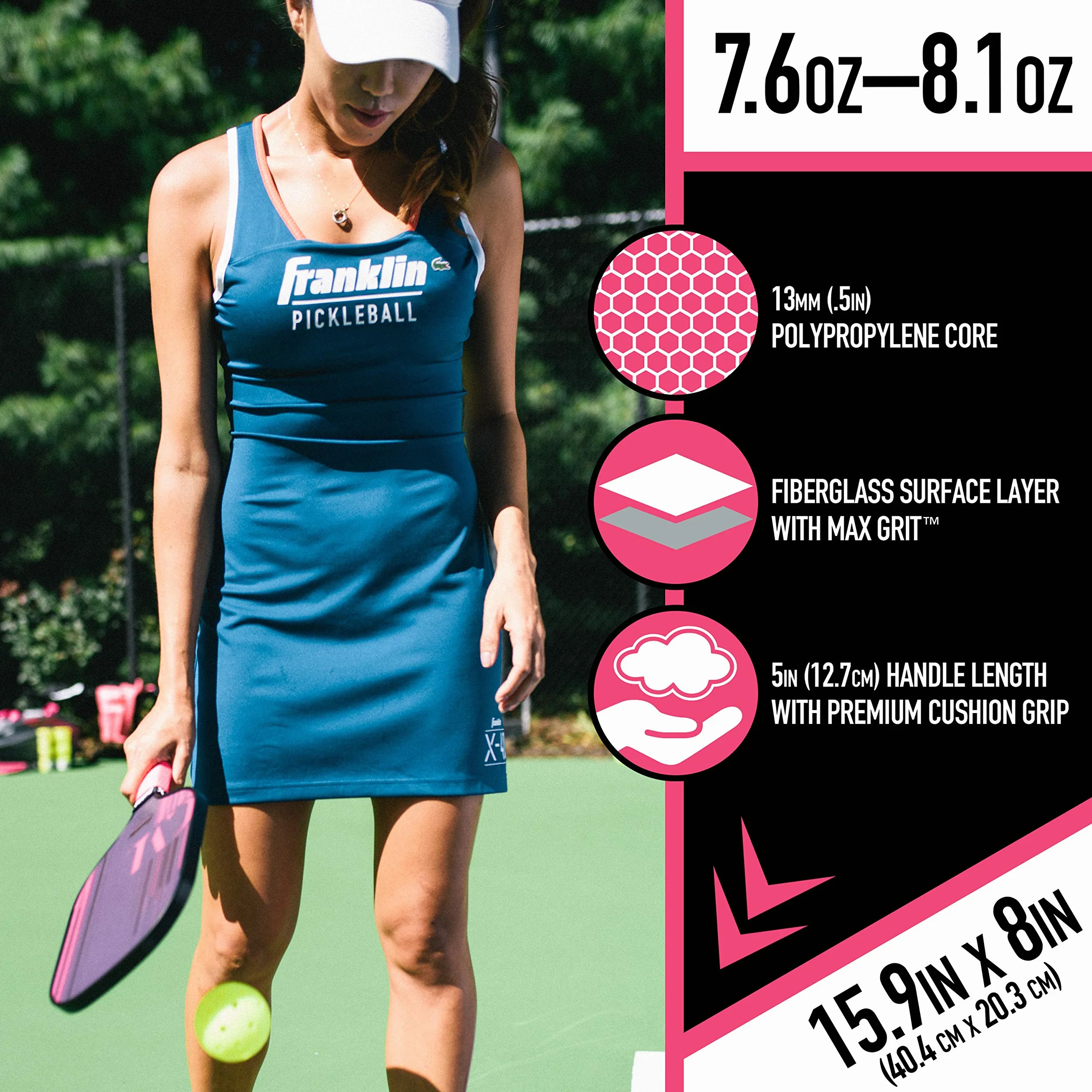 Franklin Sports Ben Johns - Christine McGrath - Aspen Kern - Pro Pickleball Paddles - Pro Tournament Pickleball Paddles z technologią MaxGrit Extra Grip
