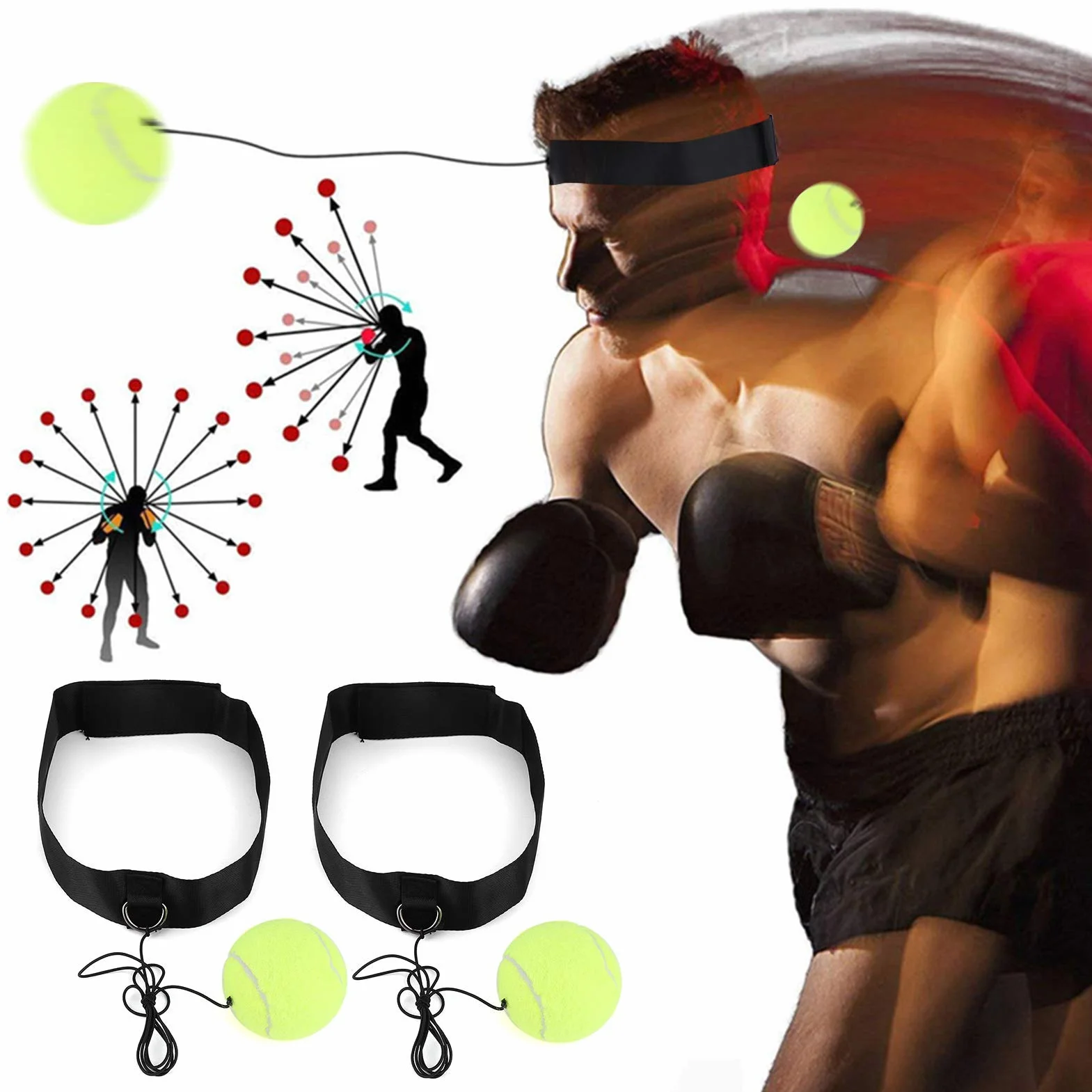 Boxing Reflex Ball mit Kopfband Speed Reaction Training Ball Gym Übungskampfball