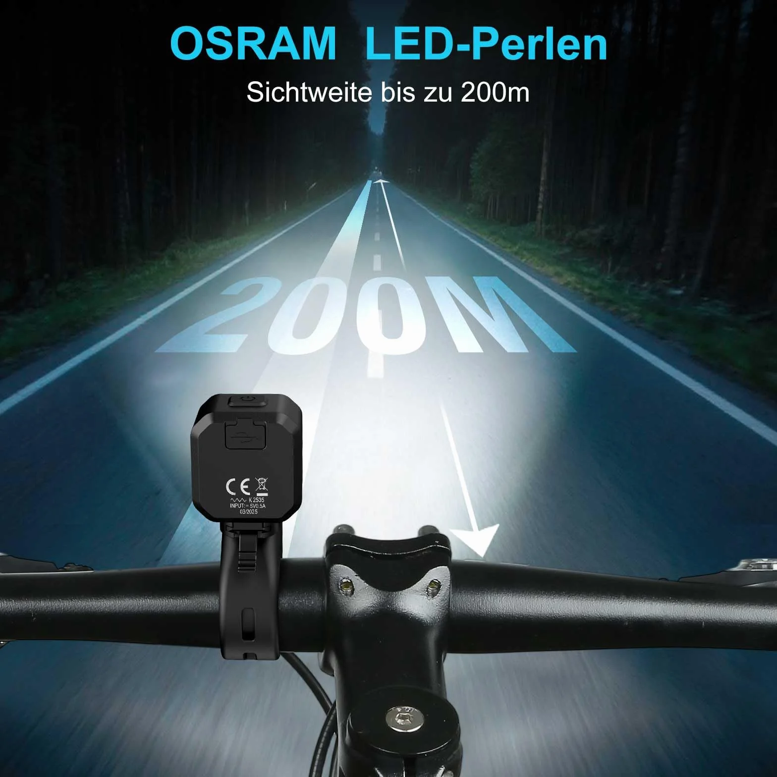 Toptrek Zestaw Oświetlenia Rowerowego LED Ładowany USB IPX5