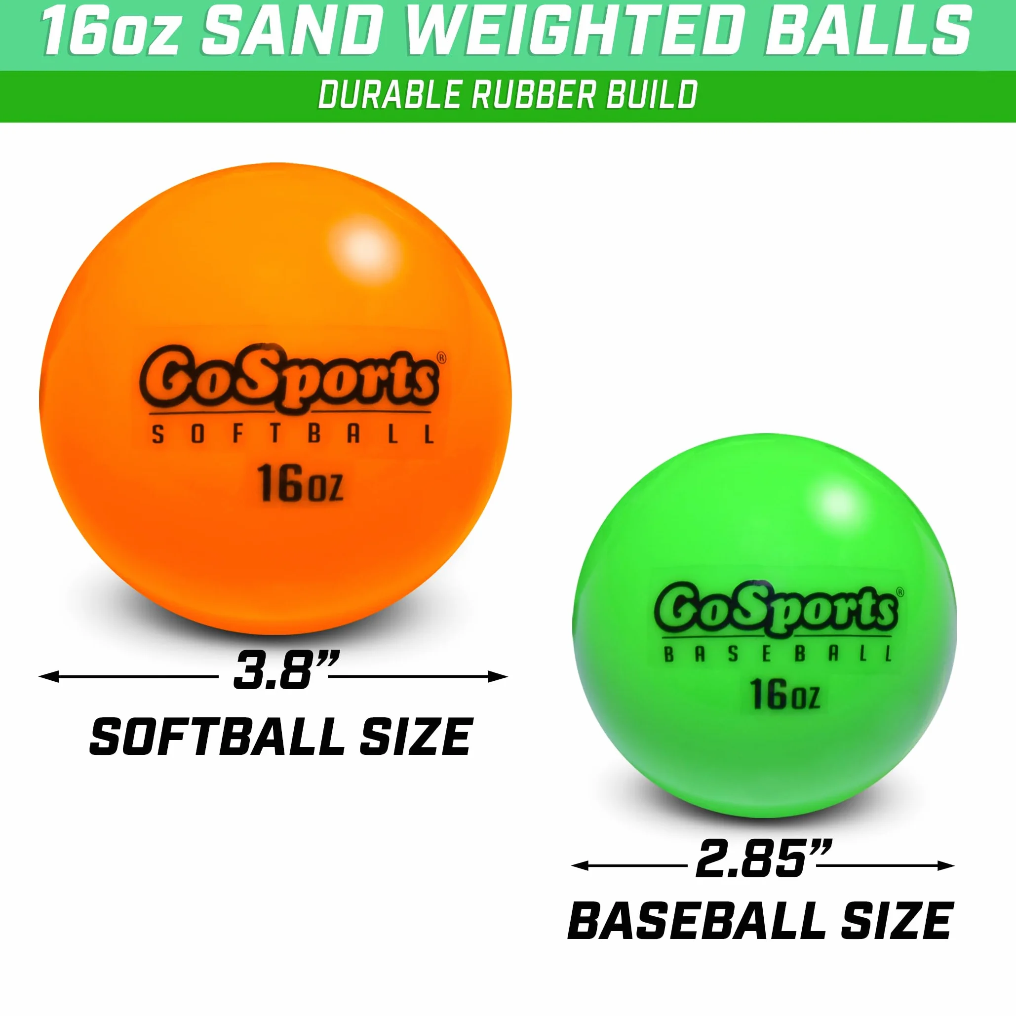 GoSports Gewichtete Trainingsbälle – Schlag- und Pitching-Training für alle Fähigkeitsstufen – Verbessern Sie Kraft und Mechanik, Wählen Sie Baseball lub Softball