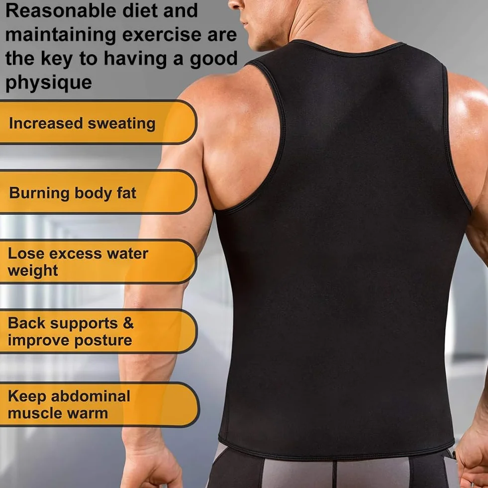 Męska kamizelka do sauna, strój do fitnessu i odchudzania potu, pas wyszczuplający, tank top, koszulka fitness, kamizelka pocąca się