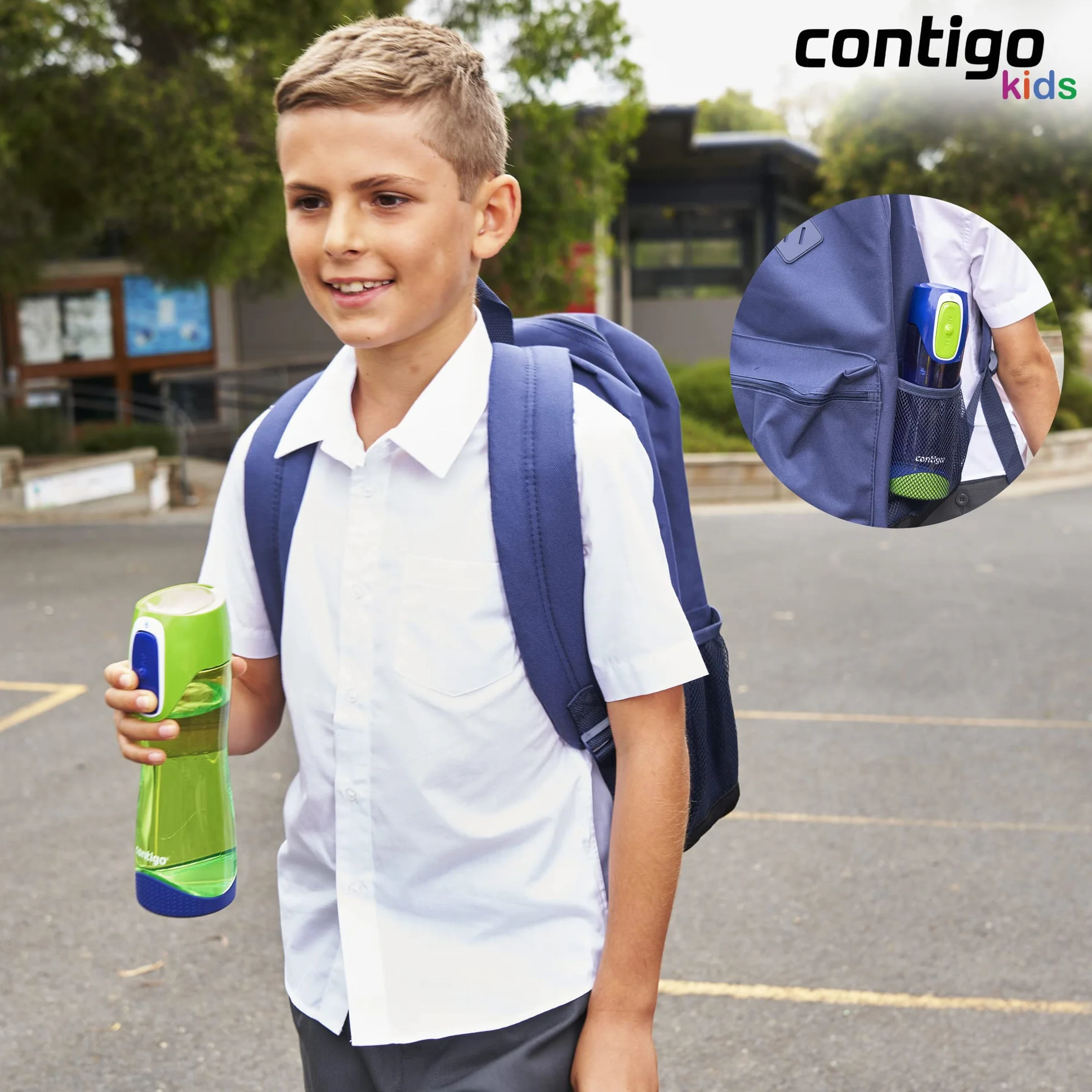 Contigo Swish Autoseal butelka na wodę, duża, bez BPA, szczelna butelka na siłownię, idealna do uprawiania sportu, biegania, jazdy na rowerze, biegania, wędrówek, 500 ml