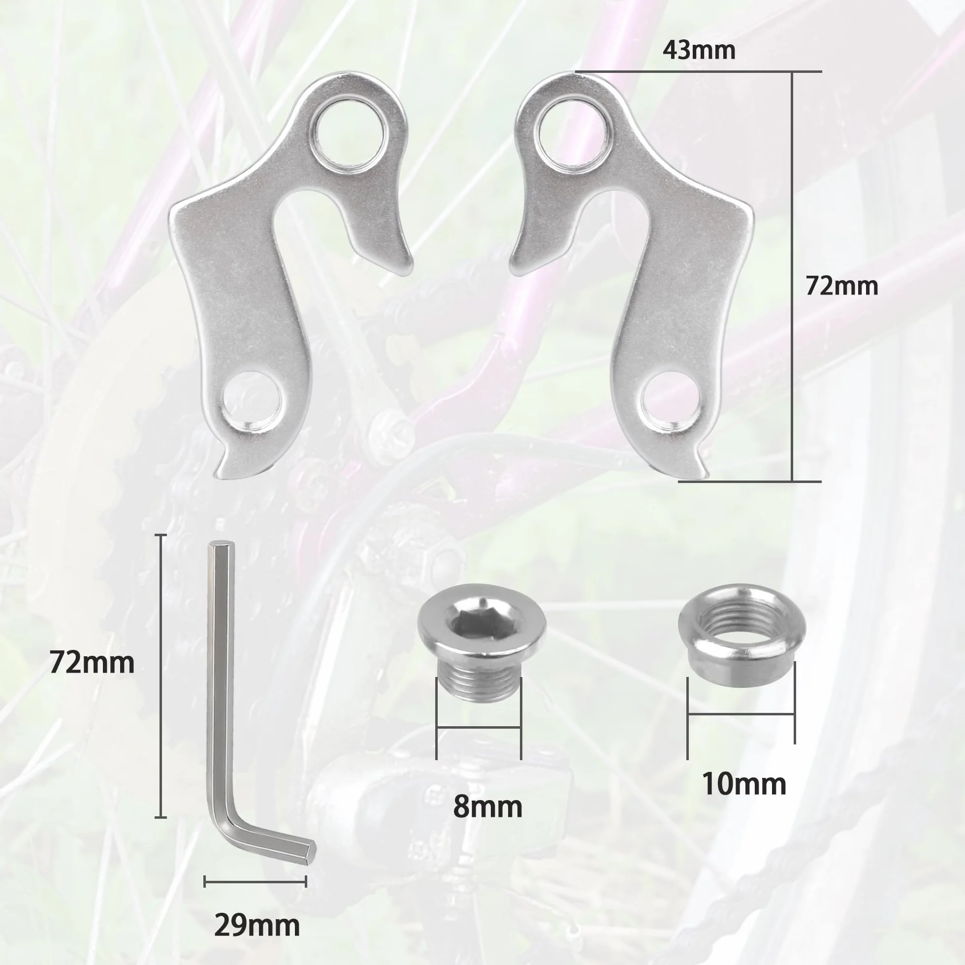 DesertBoy 2-częściowy wieszak na przerzutkę tylną ze stopu aluminium, przerzutka rowerowa, hak, adapter z kluczem imbusowym i śrubami, 2 sztuki