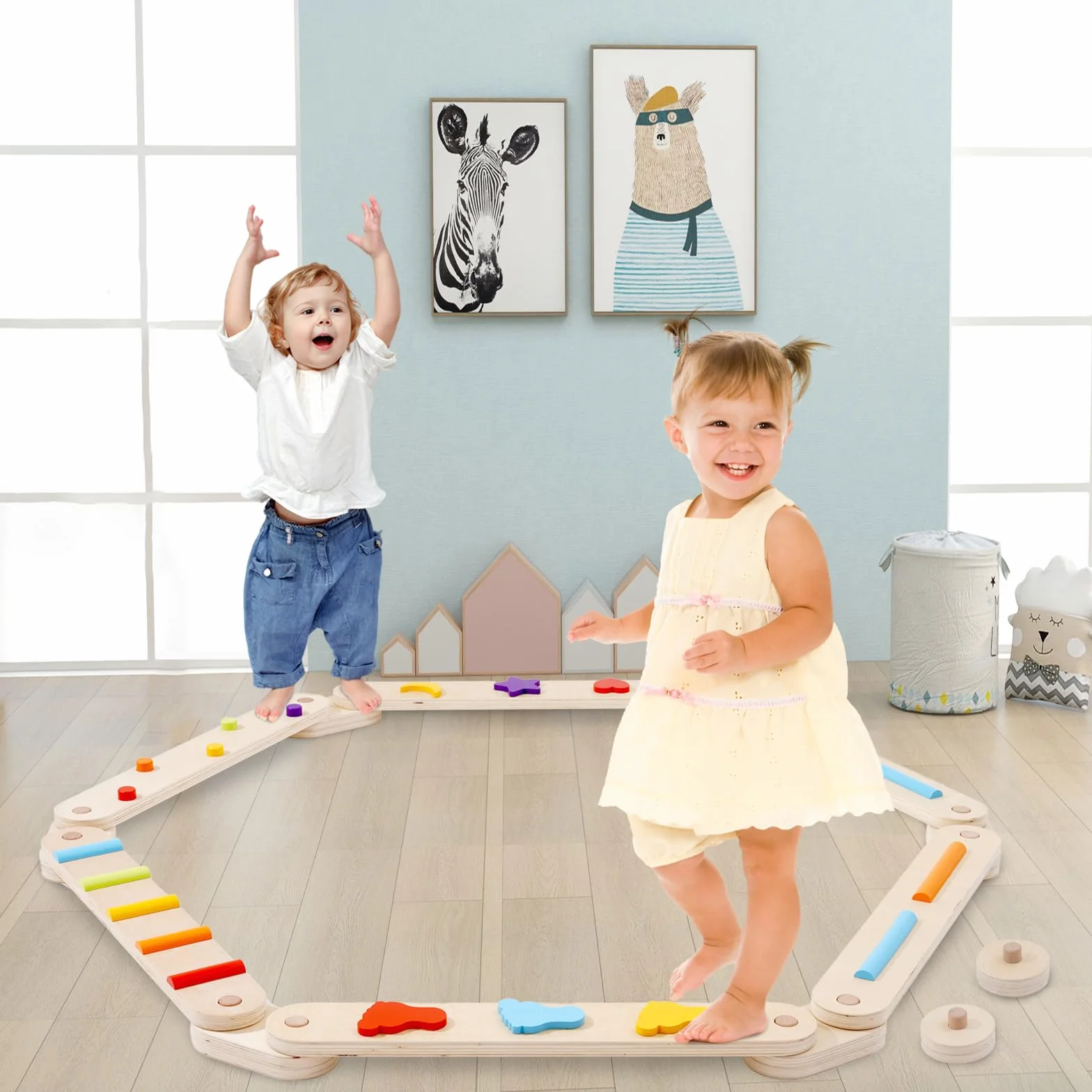 Belka Balansowa Montessori Kolorowe Kamienie Przeszkód Trening Równowagi 1 Rok+