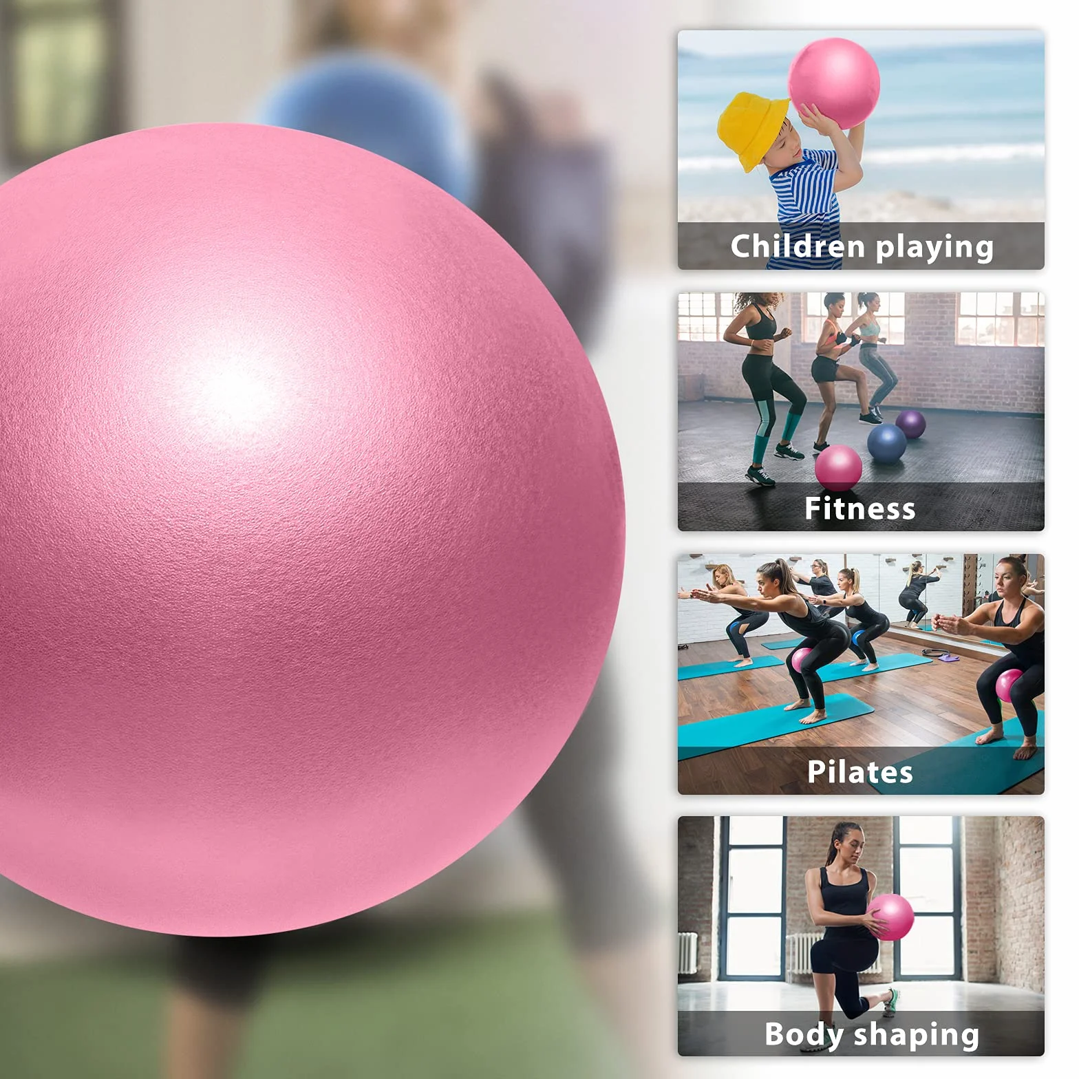Cikyner Miękka piłka do pilatesu, 23-25 cm, mała piłka gimnastyczna z nadmuchiwaną słomką, do pilatesu, jogi, treningu całego ciała, poprawy równowagi w domu, na siłowni i w biurze