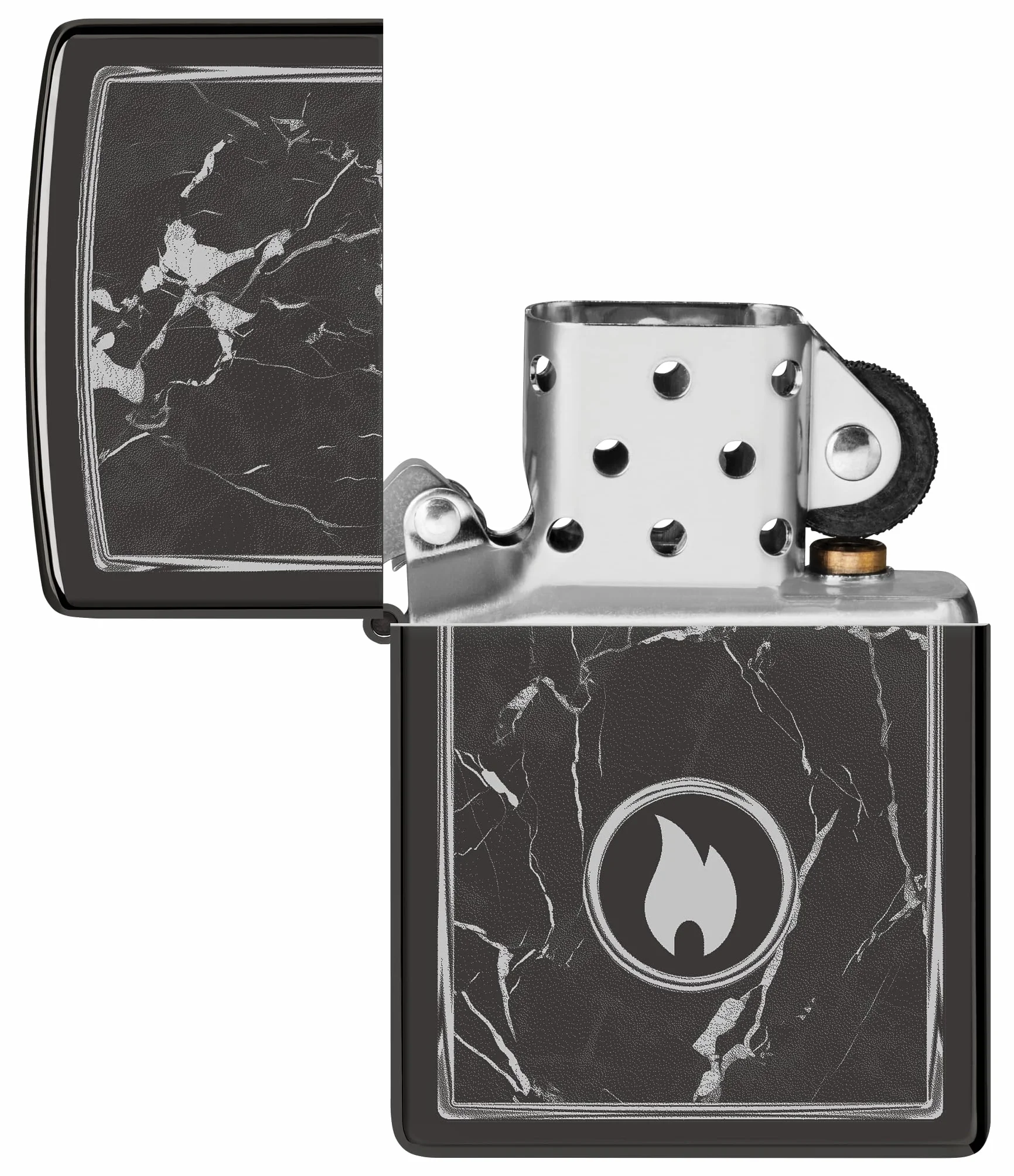 Zippo Marble Flame Zapalniczka Sztormowa Czarny High Polish Black Pudełko na Prezent Wiatroodporna