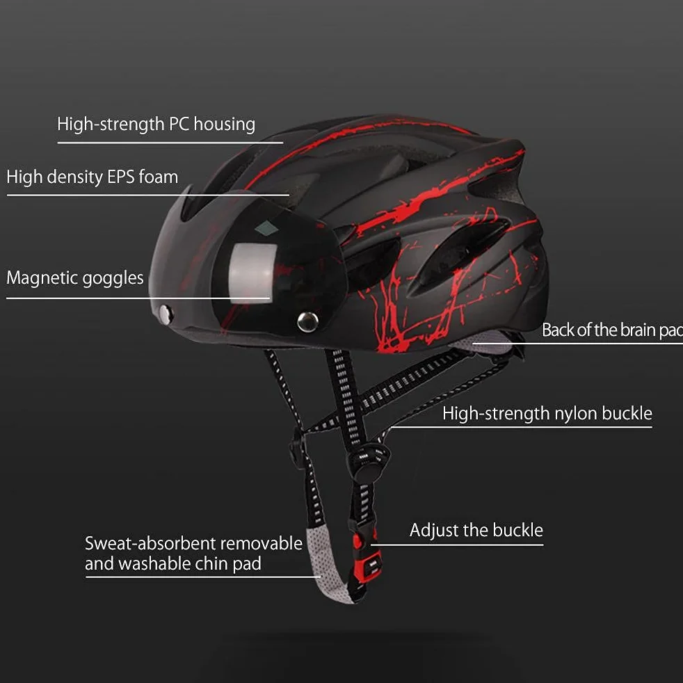 Kask rowerowy z magnetyczną wizjerem biało-czarny dla dorosłych mężczyzn kobiet