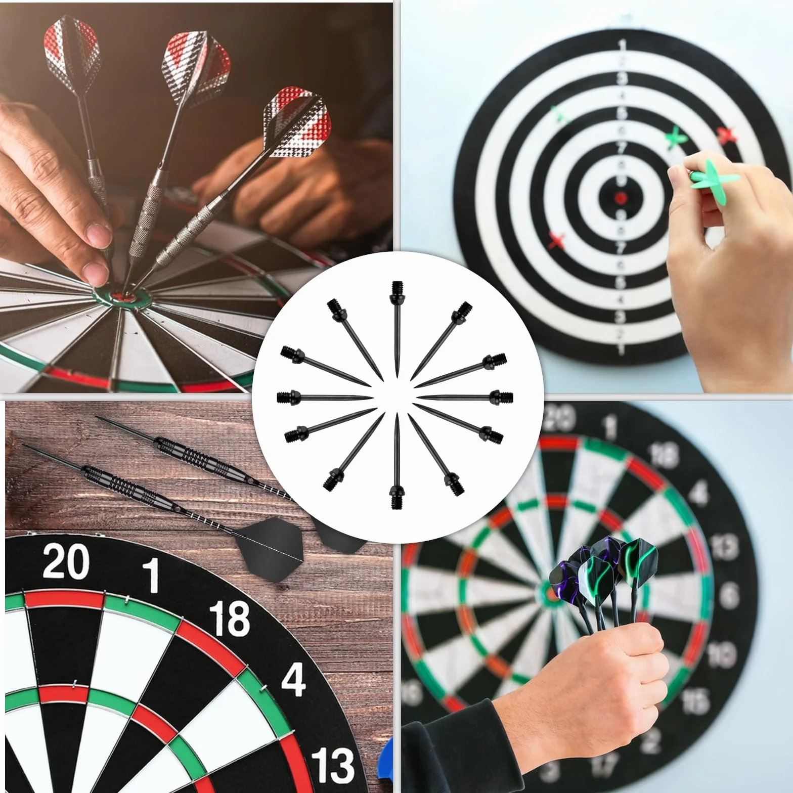 Groty stalowe do darta ze wkrętem, Steeldarts końcówki do konwersji Softdart, 12 sztuk z gumowymi obręczami