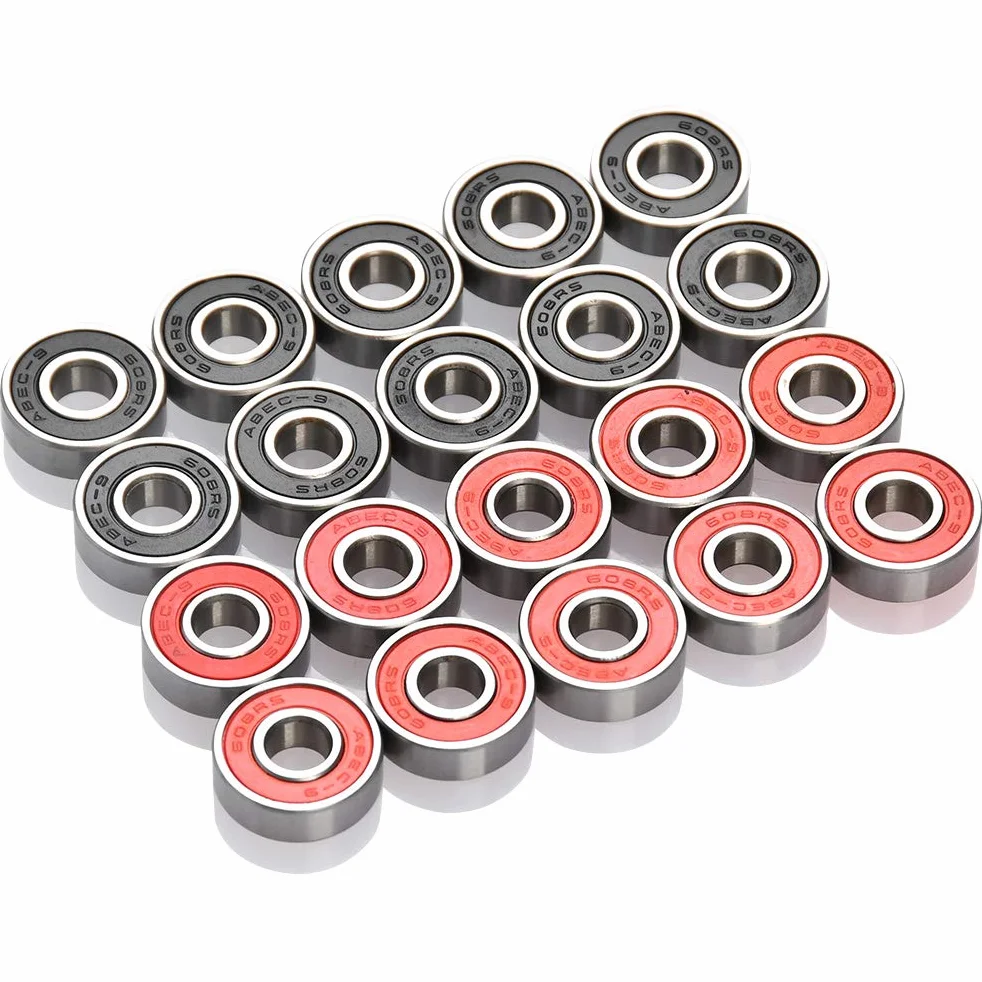 TIMESETL Łożyska kulkowe 608RS ABEC-9, 20 sztuk, odporne na tarcie, metalowe, podwójnie ekranowane, miniaturowe, rowkowane, łożyska kulkowe do deskorolek, skuterów, rolek