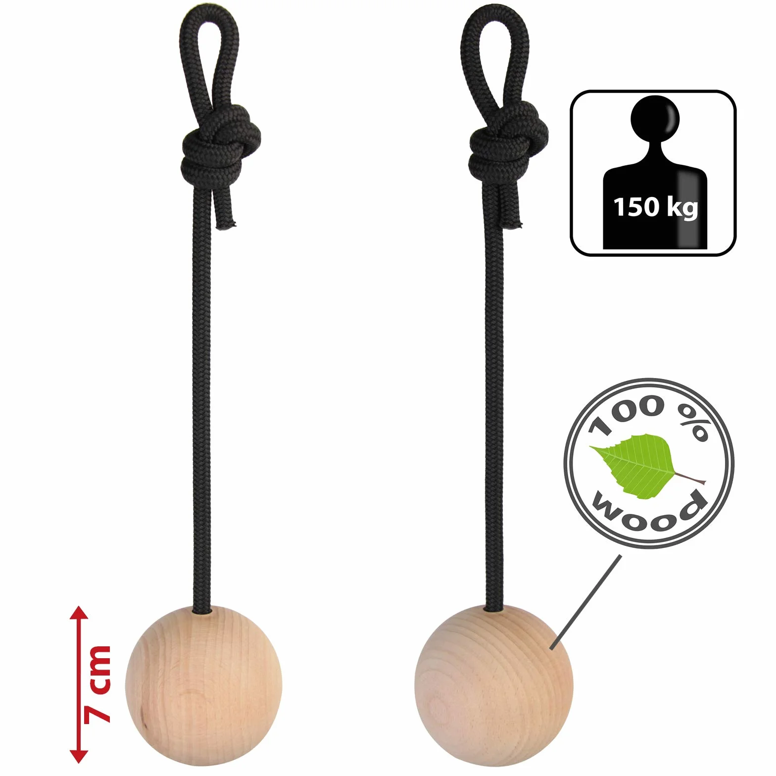 ALPIDEX ALPIDEX Para kul treningowych Grip Ball 2 sztuki w różnych rozmiarach zestaw dwóch kulek drewnianych trening fitness drewno bukowe